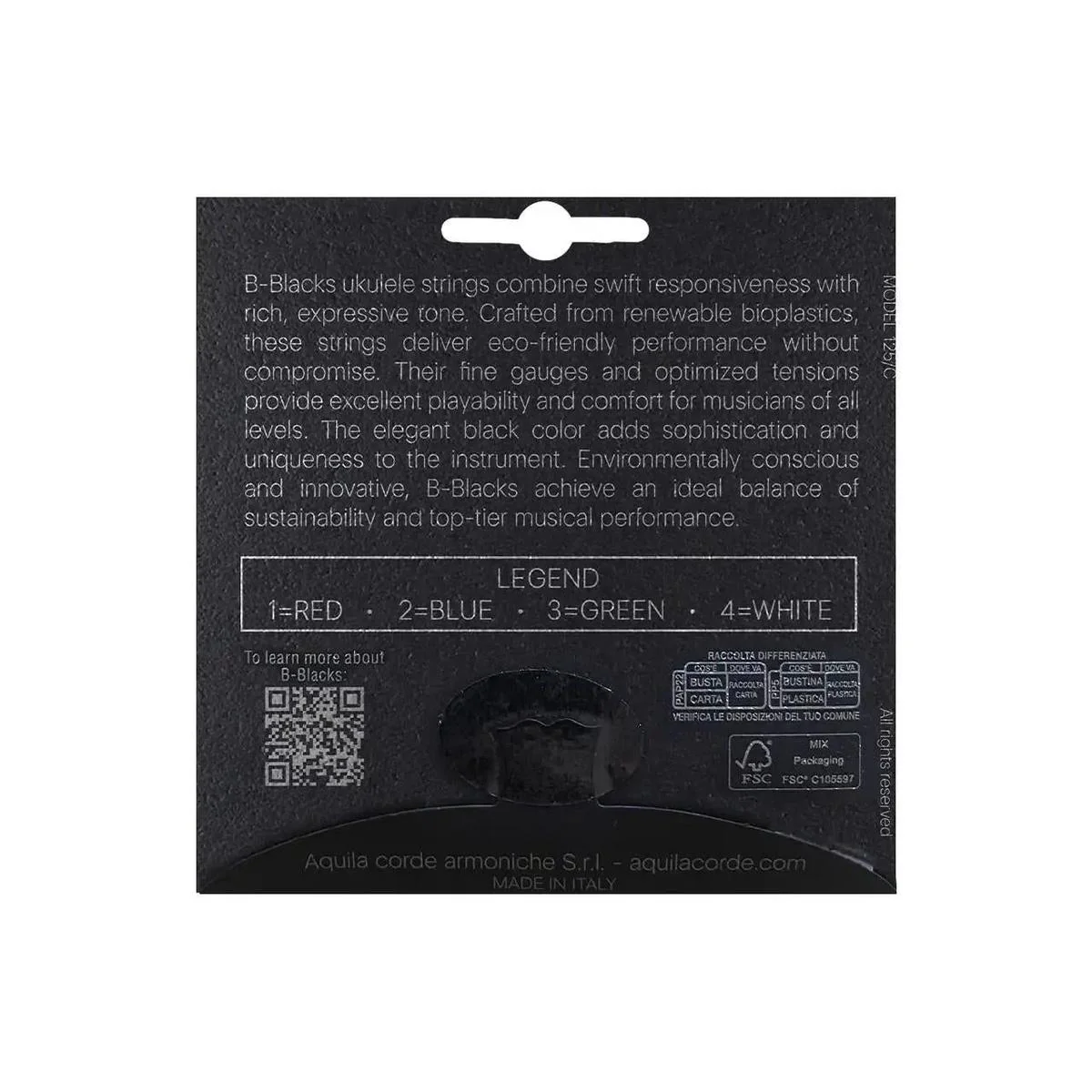 Aquila 183U B-Blacks Renewable Bioplastic Tenor Strings (G-C-E-A Tuning) - LOW G - Image 2