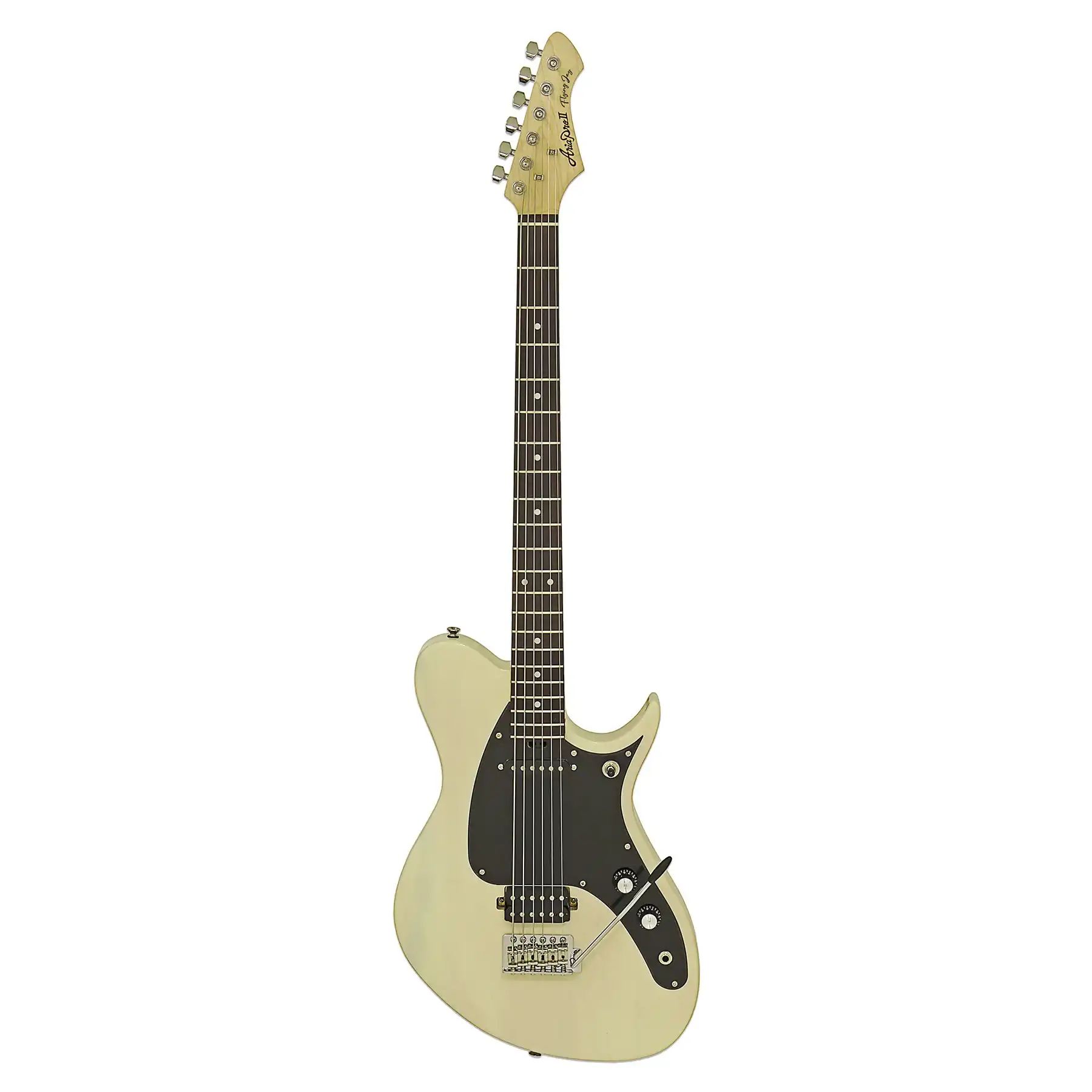 Aria J-B’tone Pro II Baritone Electric Guitar - See-Through Vintage White - Image 3
