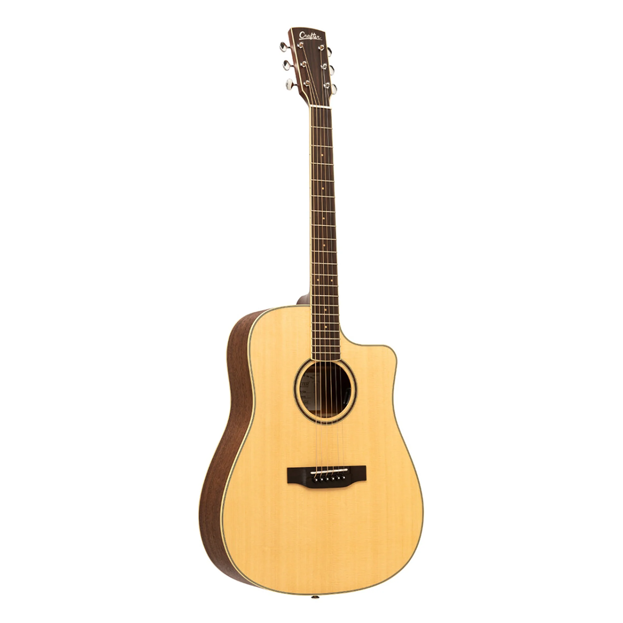 Crafter ES-MAHO DCE NAT ES Series Cutaway Dreadnought Acoustic-Electric Guitar - Natural - Image 3