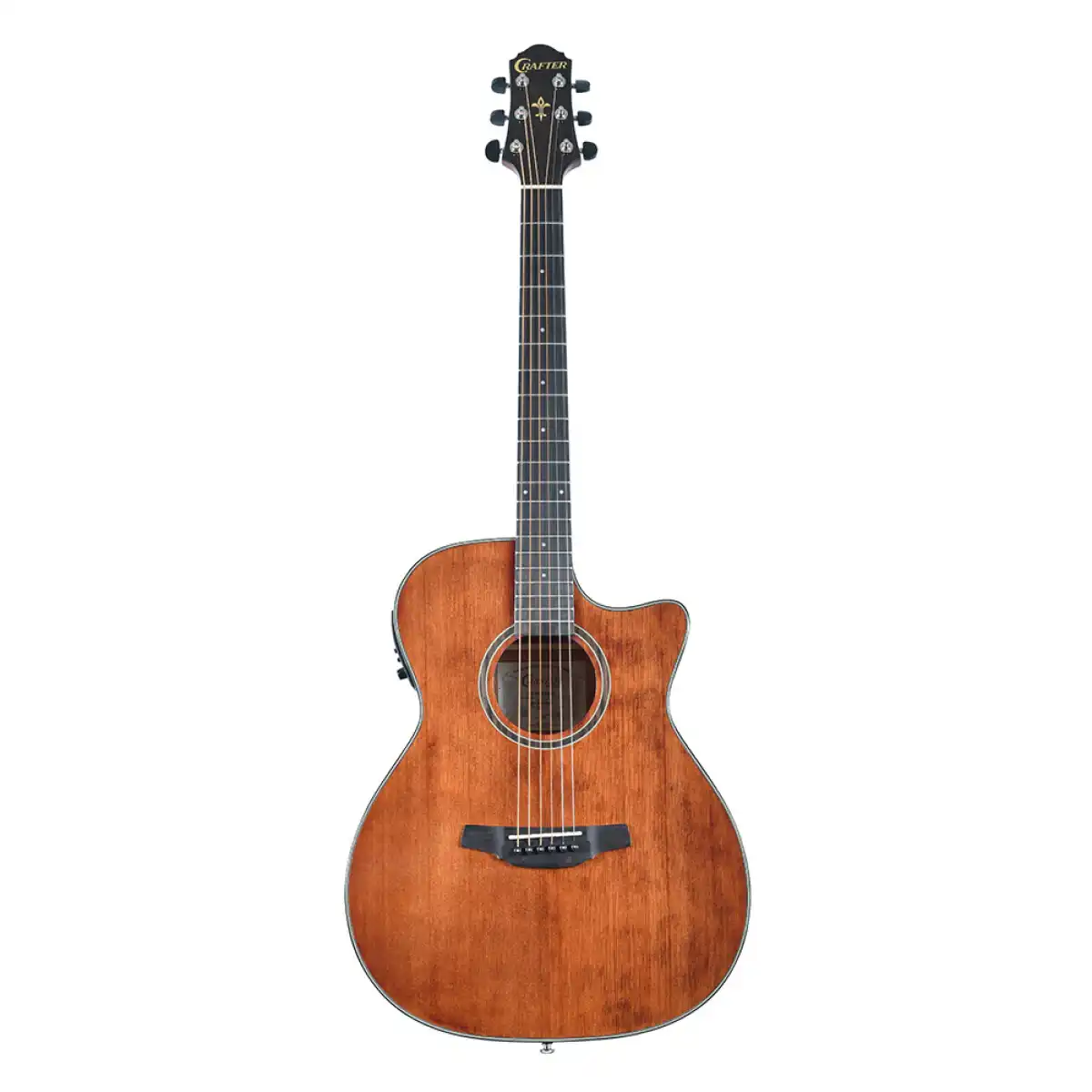 Crafter HT250-CE-BR Silver Series 250 Orchestra Cutaway Acoustic-Electric Guitar - Brown - Image 3