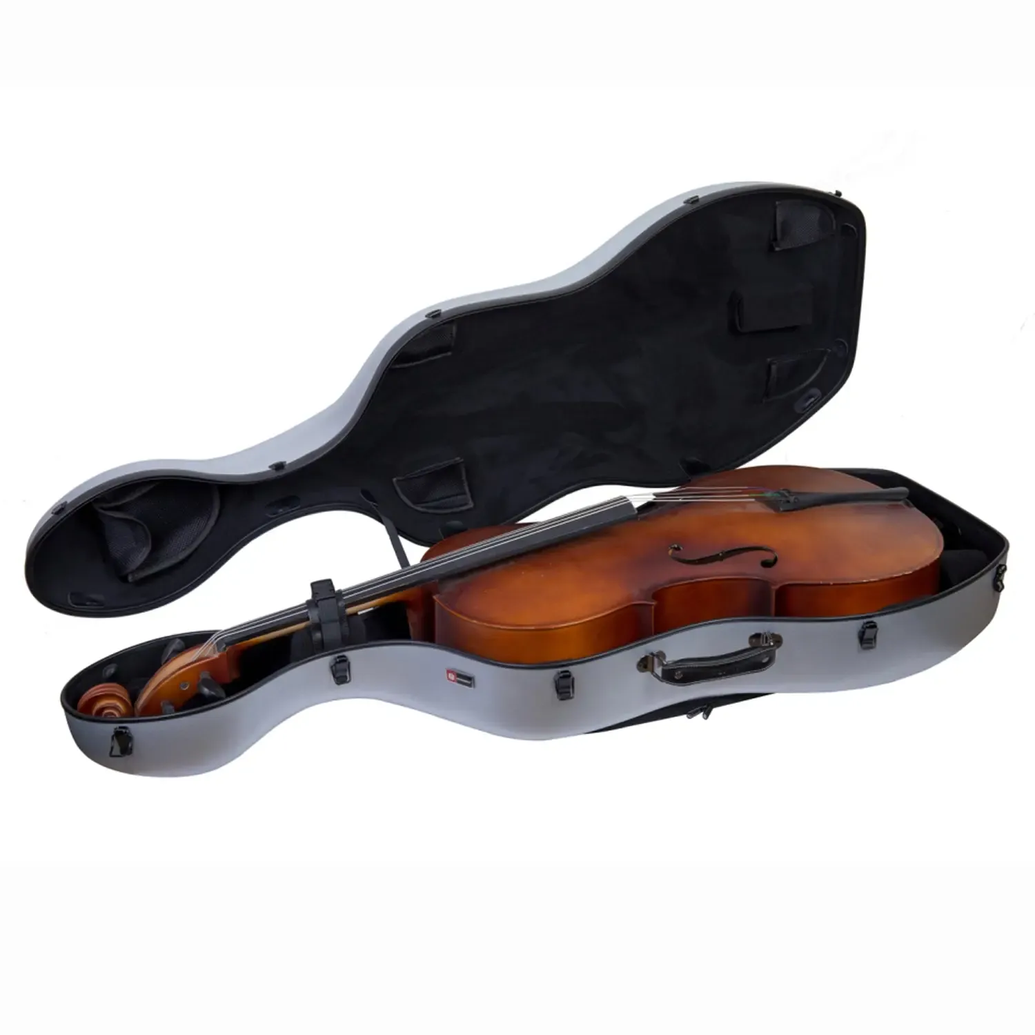 Crossrock CRF1020CEFHT Polycarbonate 4/4 Cello Case - Silver - Image 4