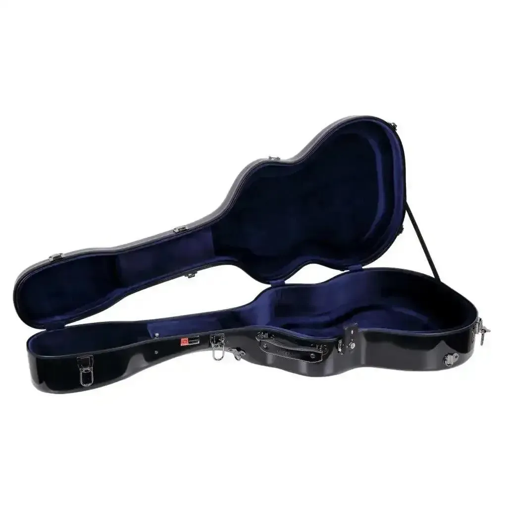 Crossrock CRF2021OMBK Acoustic Guitar Fiberglass Case for Martin OM/000 Guitar - Black - Image 3