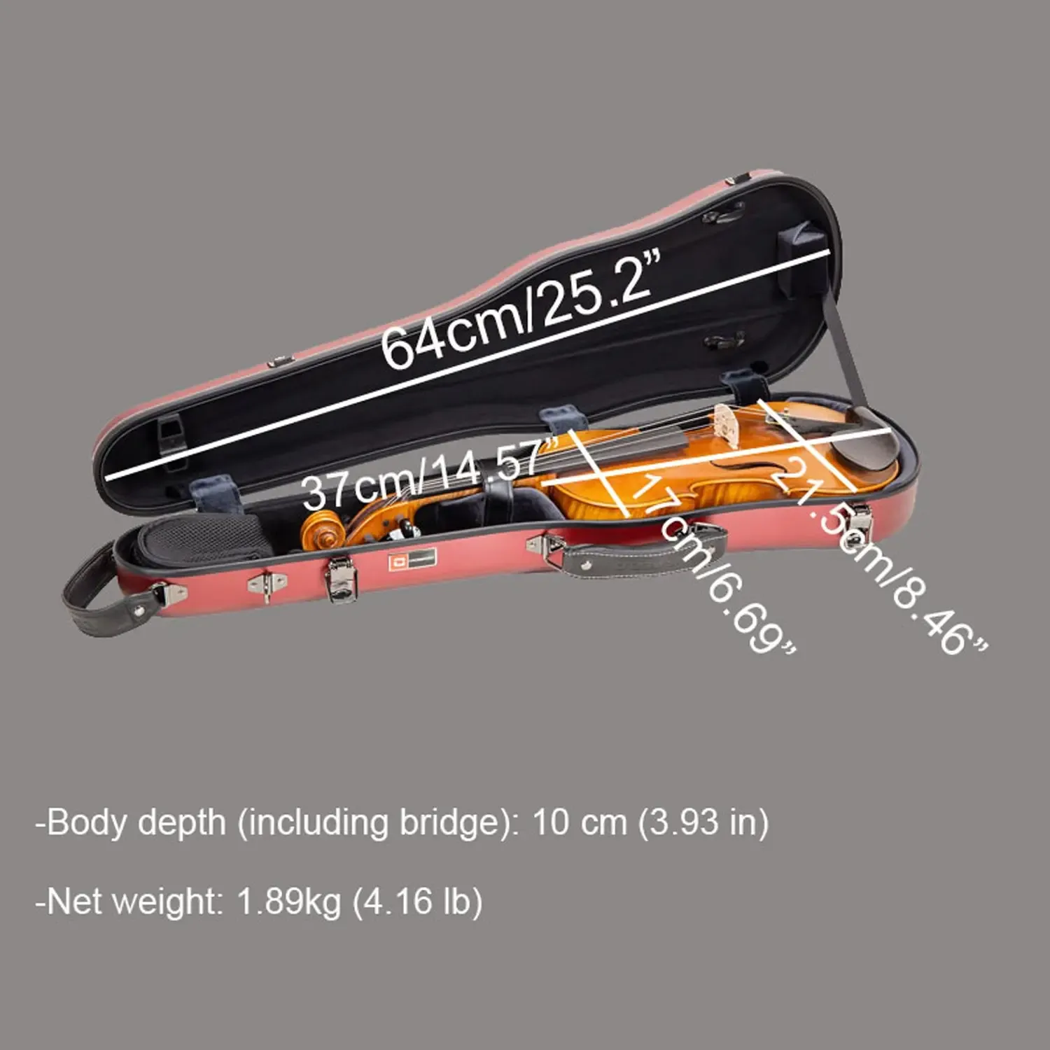 Crossrock CRF4050VF Polycarbonate 4/4 Violin Case - Black - Image 5