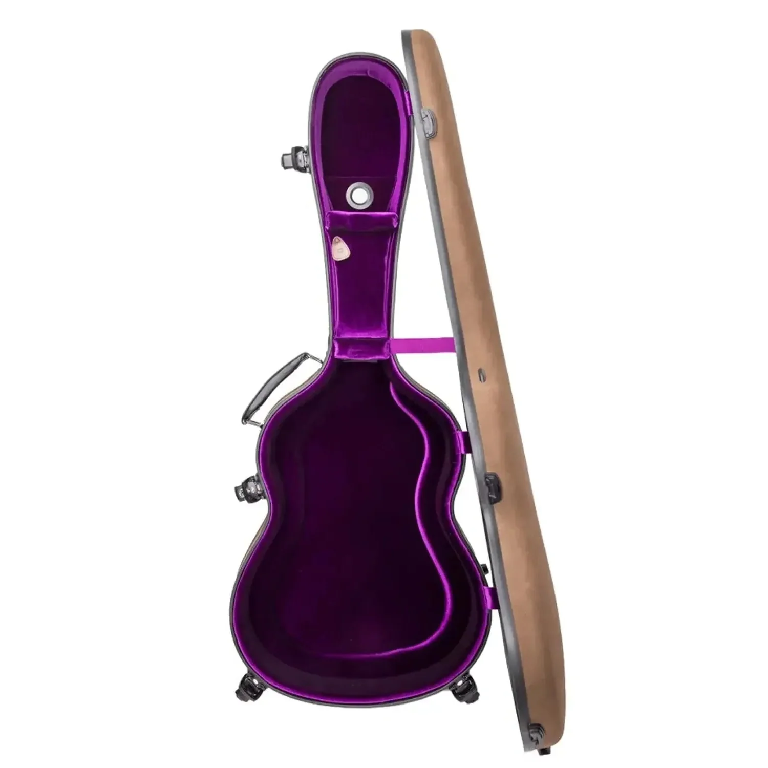 Crossrock CRF5030C Ultra-Light Fiberglass Flamenco Classical Guitar Case - Brown Leather - Image 6