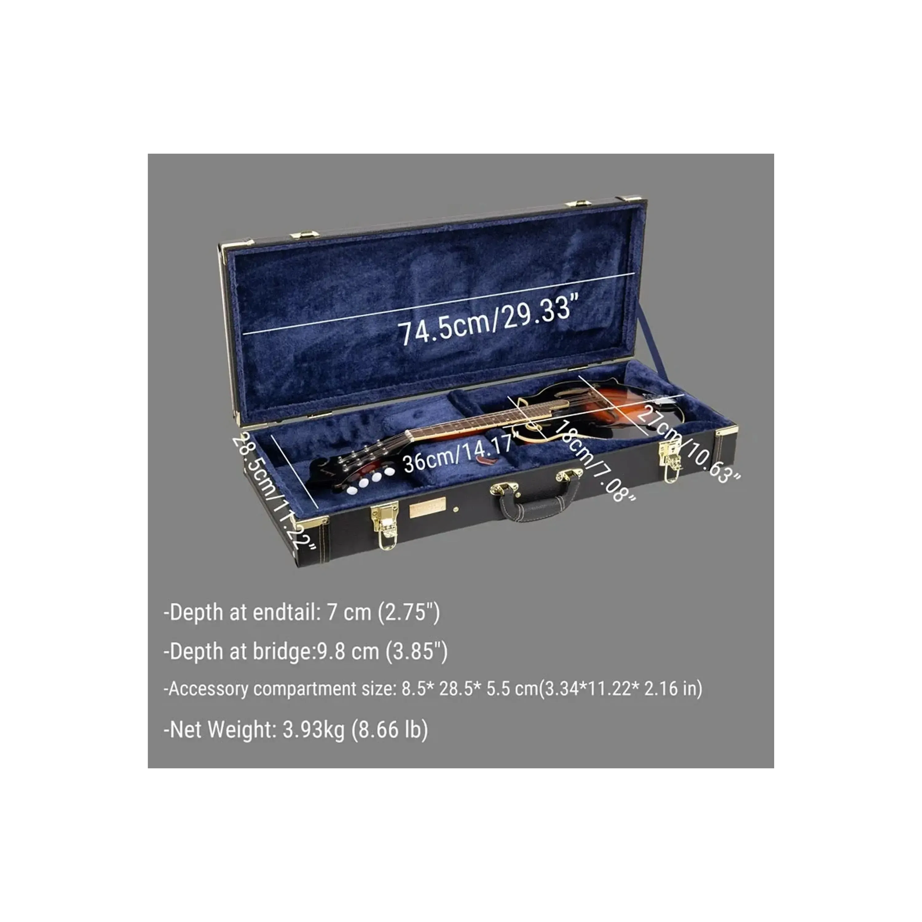 Crossrock CRW620MF-R F-Body Rectangular Mandolin Case - Black - Image 4