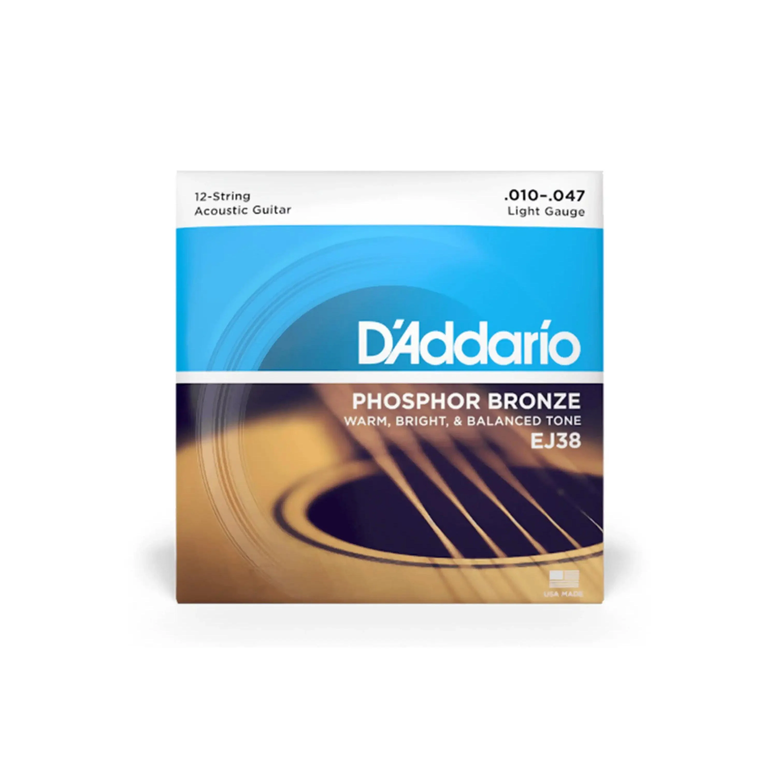 D'Addario EJ38 Phosphor Bronze Acoustic 12-String Guitar Strings - Light .010-.047