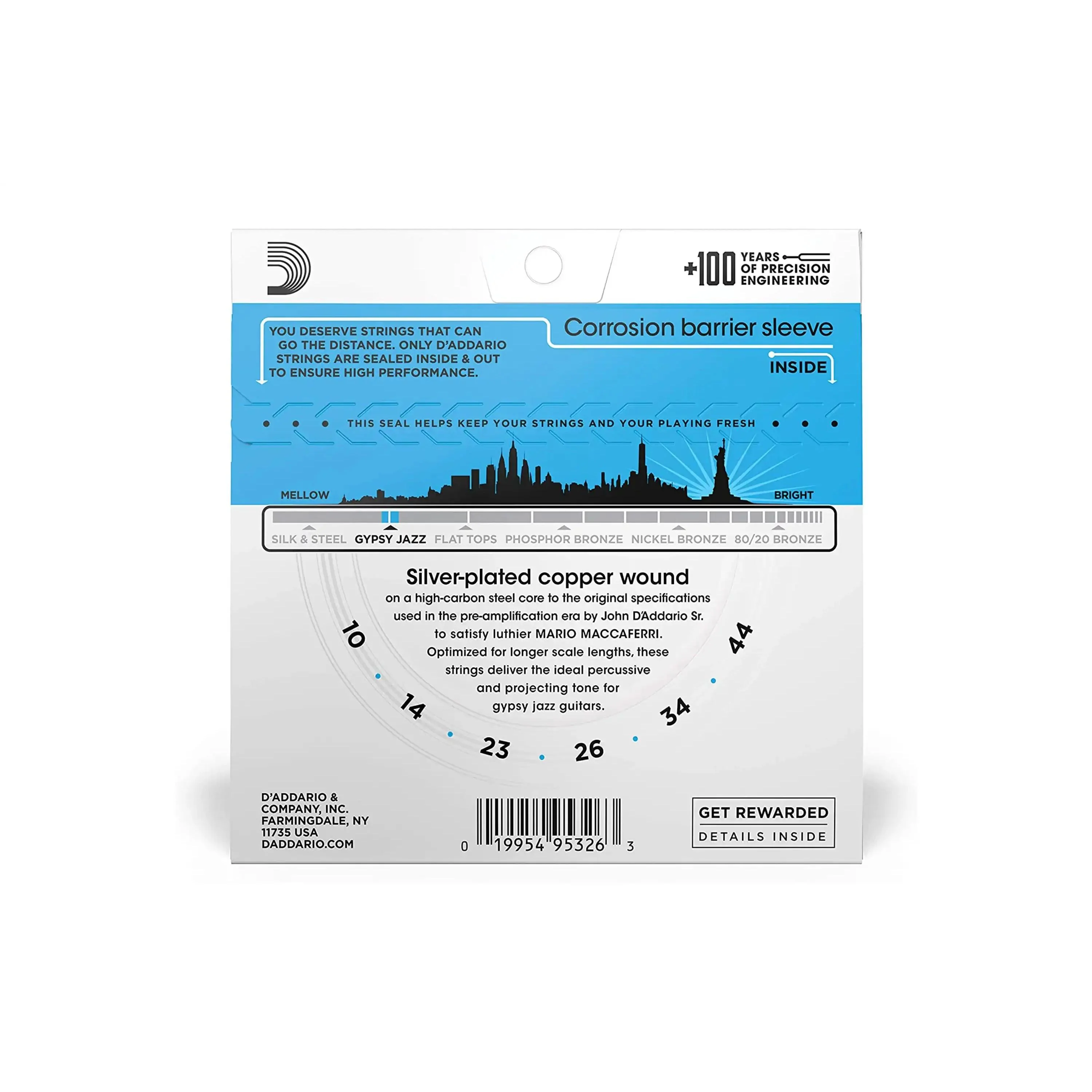 D'Addario EJ83L Gypsy Jazz Acoustic Guitar Strings - Ball End Light .010-.044 - Image 2