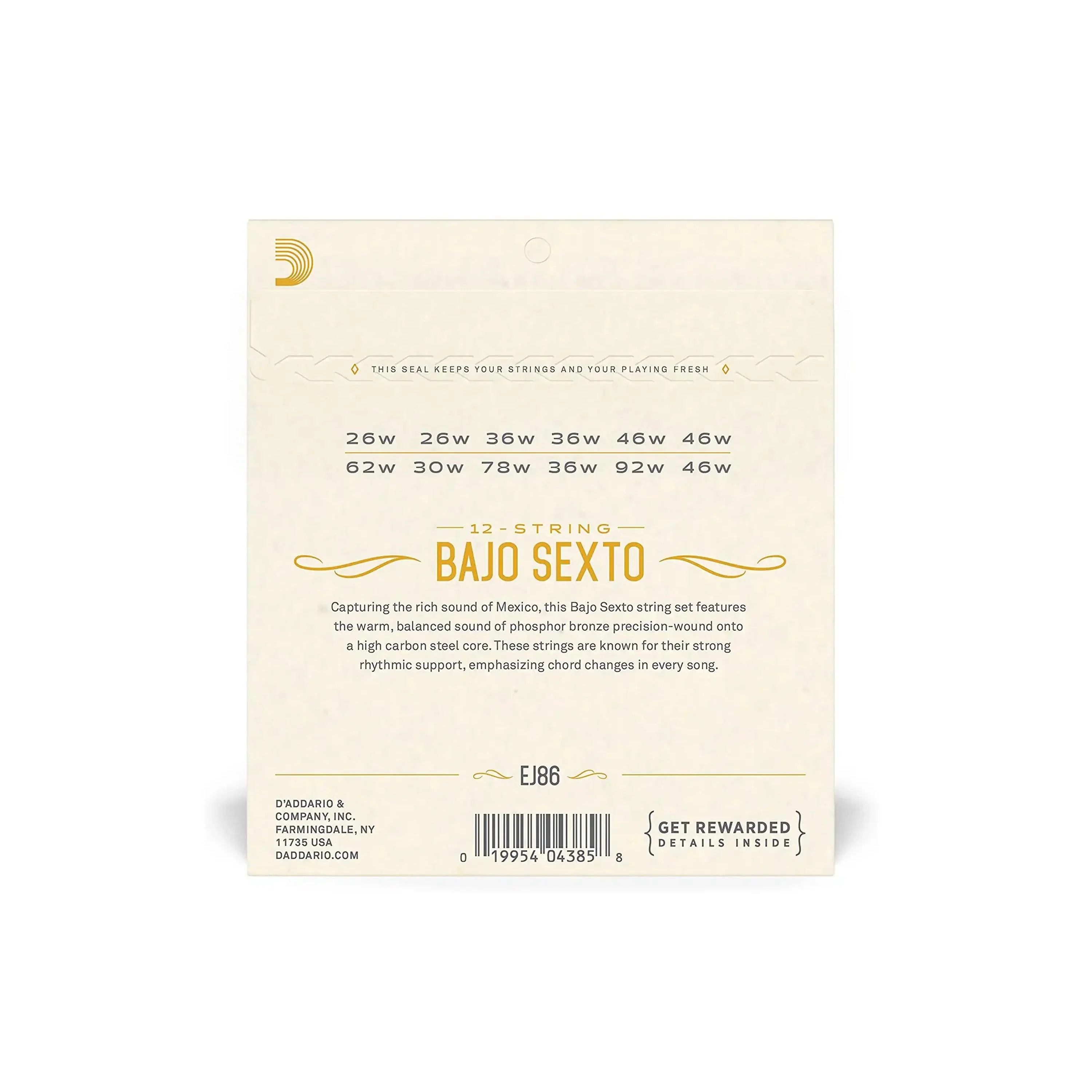 D'Addario EJ86 Phosphor Bronze 12-String Bajo Sexto Strings - .026-.046 - Image 2