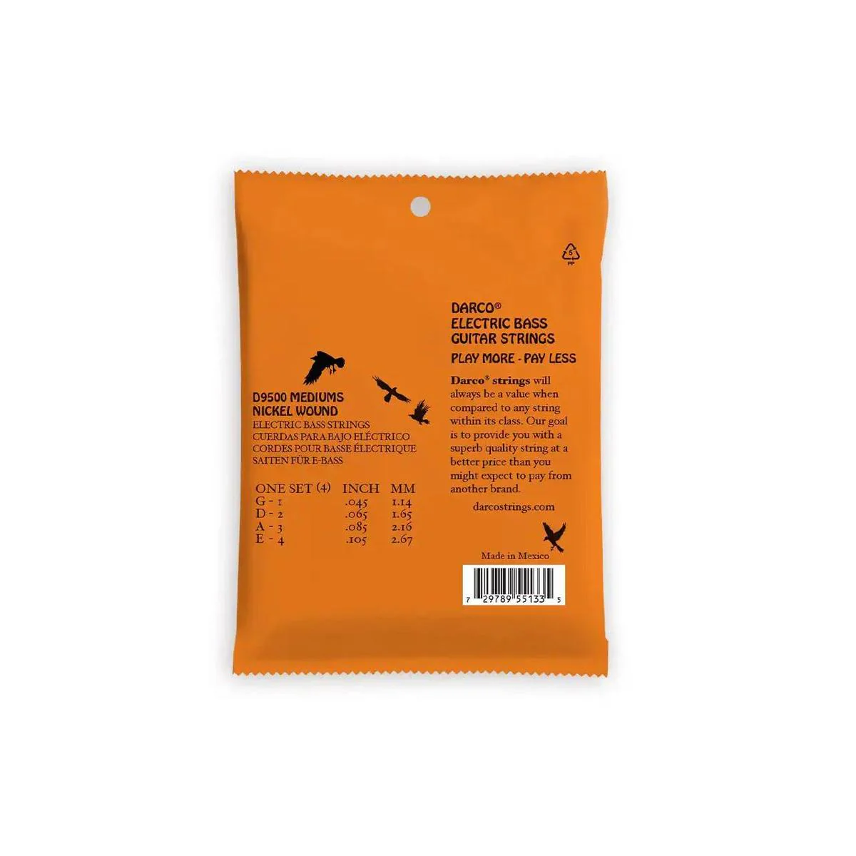 Darco D9500 Nickel Wound Electric Bass Strings (E-A-D-G Tuning) - .045 -.105 Medium - Image 2