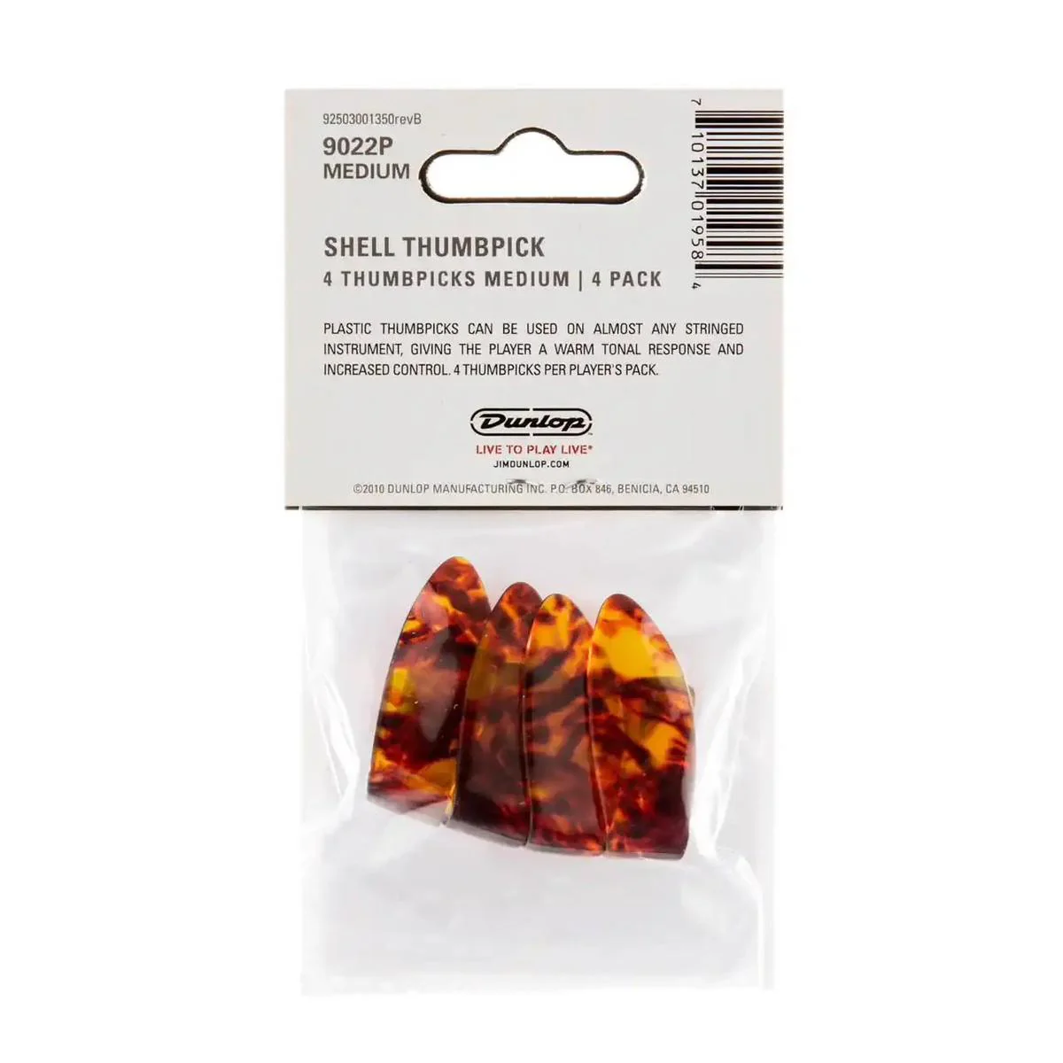 Dunlop 9022P Medium Shell Plastic Thumbpicks 4 PACK - Image 2