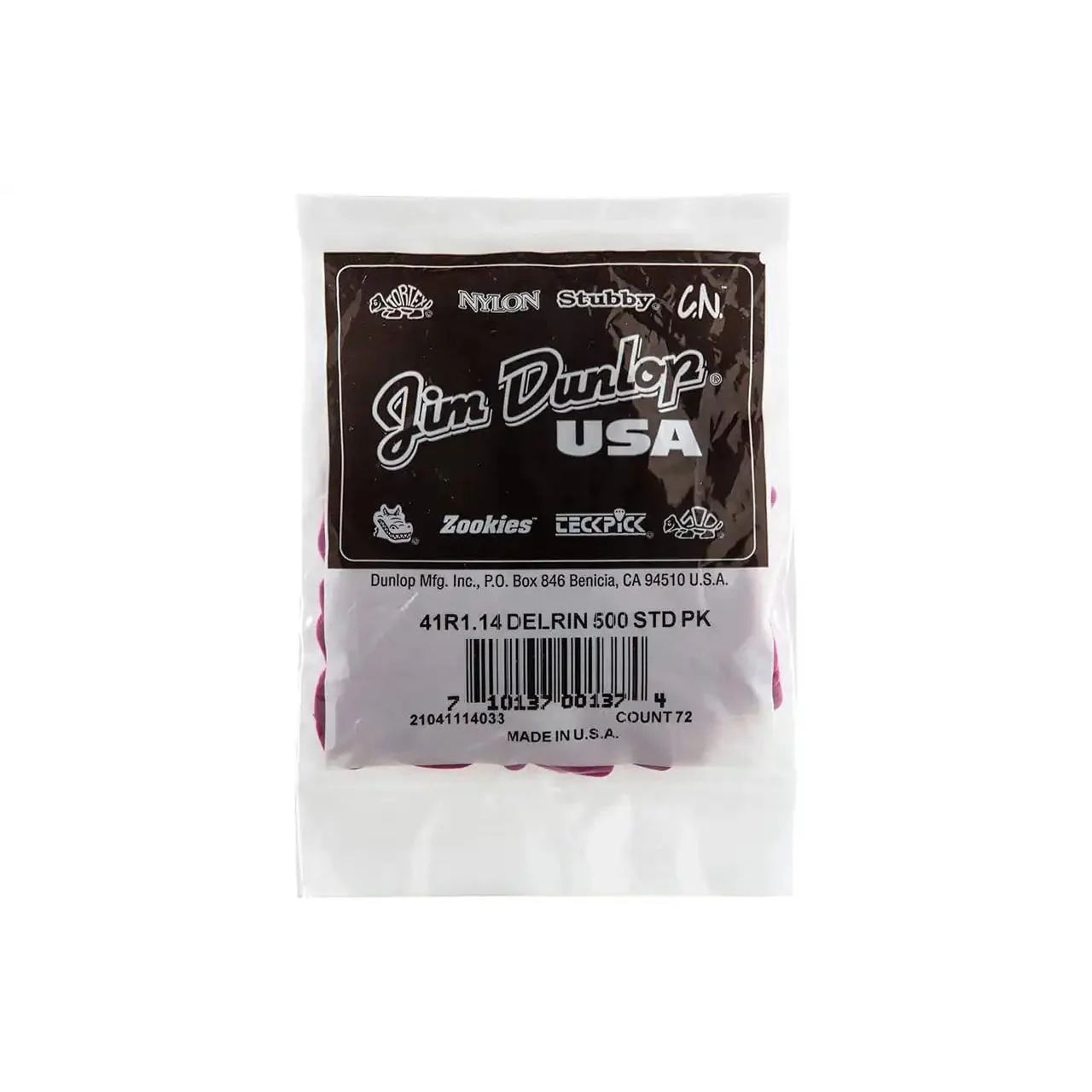 Dunlop Delrin 500 Magenta 1.14mm Guitar Picks - 72 Pack - Image 2