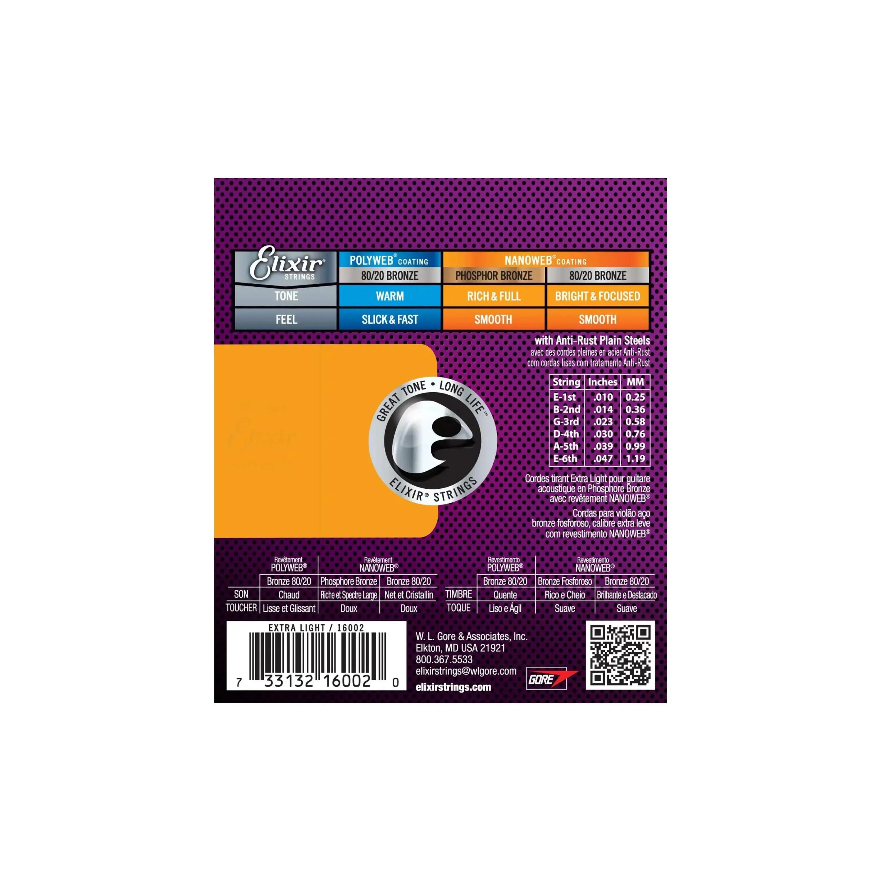 Elixir 16002 Phosphor Bronze With Nanoweb Coating Acoustic Guitar Strings - Extra Light .010-.047 - Image 2