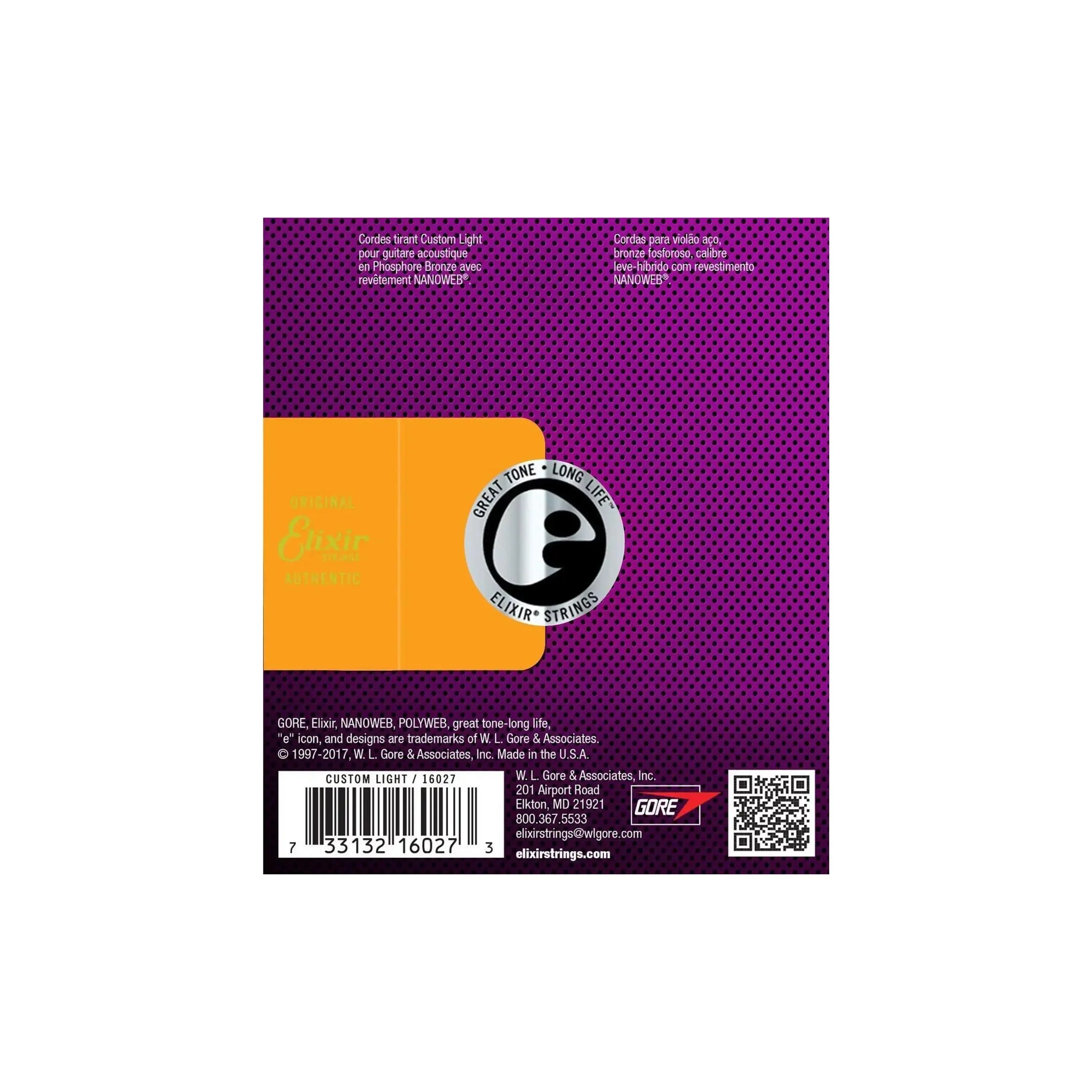 Elixir 16027 Phosphor Bronze With Nanoweb Coating Acoustic Guitar Strings - Custom Light .011-.052 - Image 2