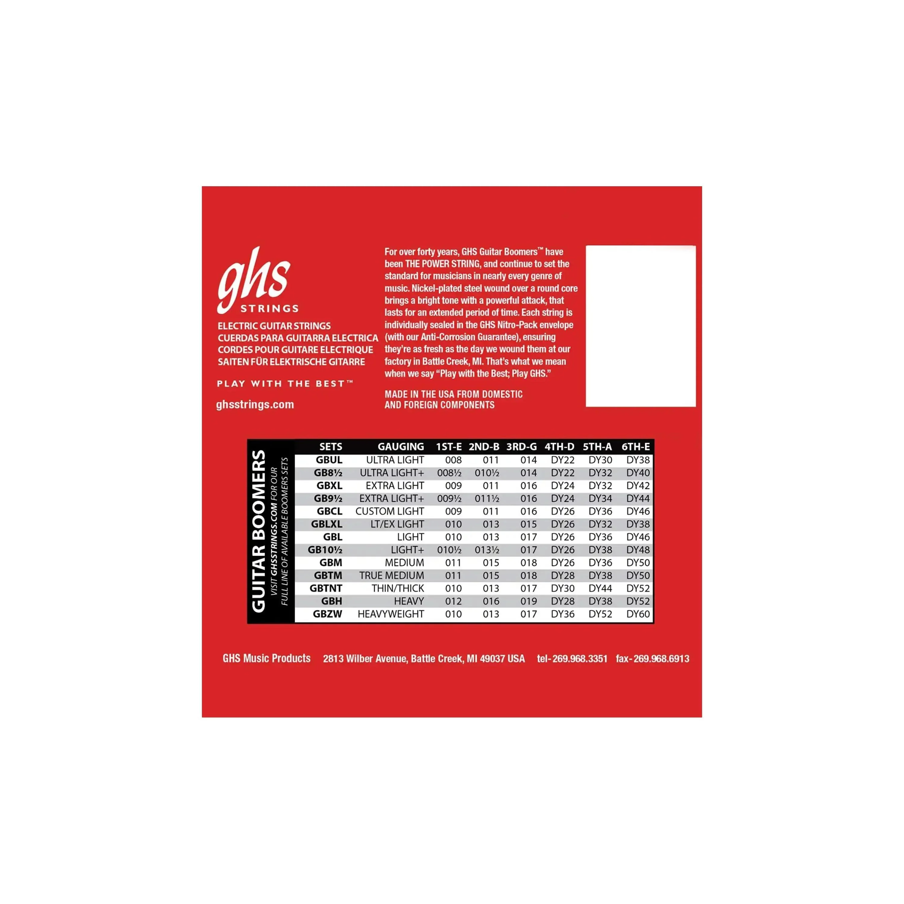 GHS GBL Guitar Boomers Nickel-Plated Electric Guitar Strings - Light .010-.046 - Image 2