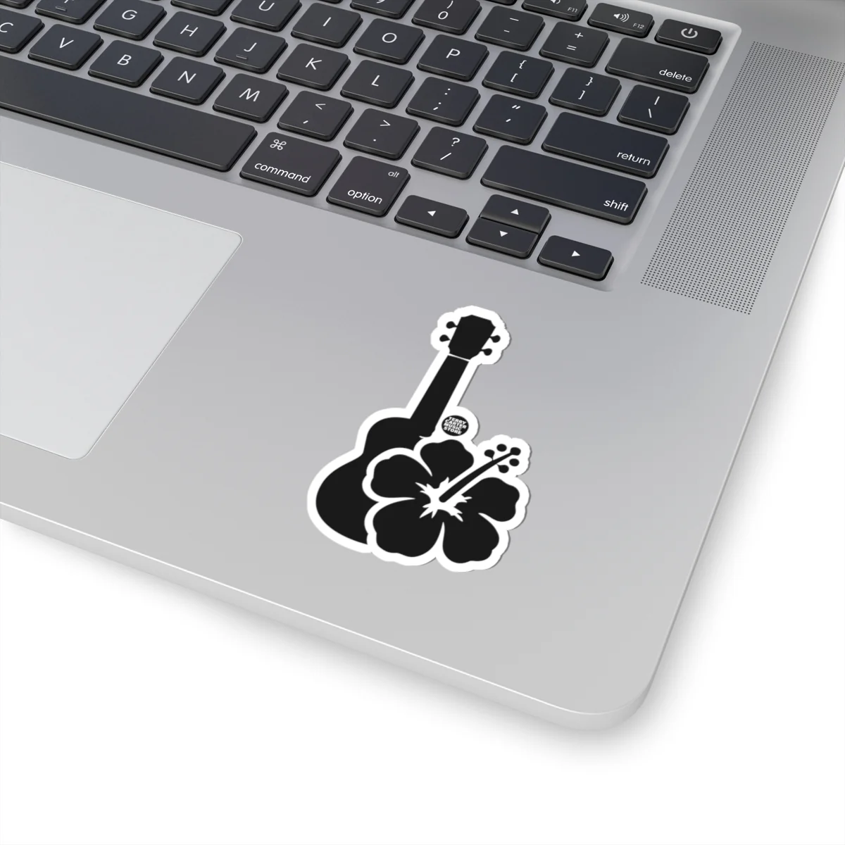 Hawaiian Ukulele Hibiscus Sticker - Black Kiss-Cut Decal - Image 5