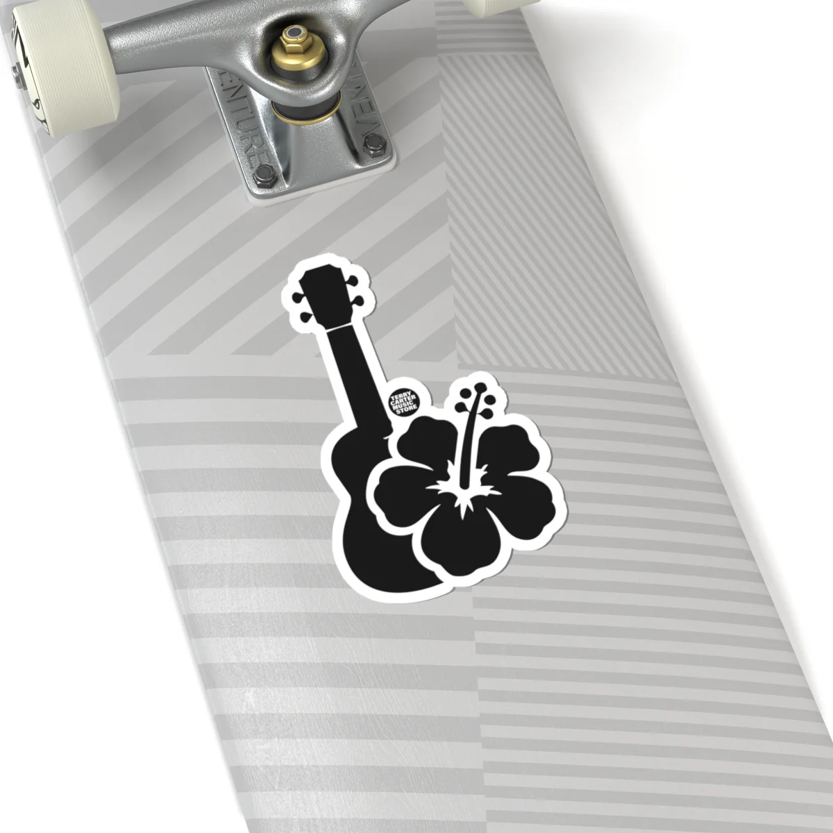 Hawaiian Ukulele Hibiscus Sticker - Black Kiss-Cut Decal - Image 8