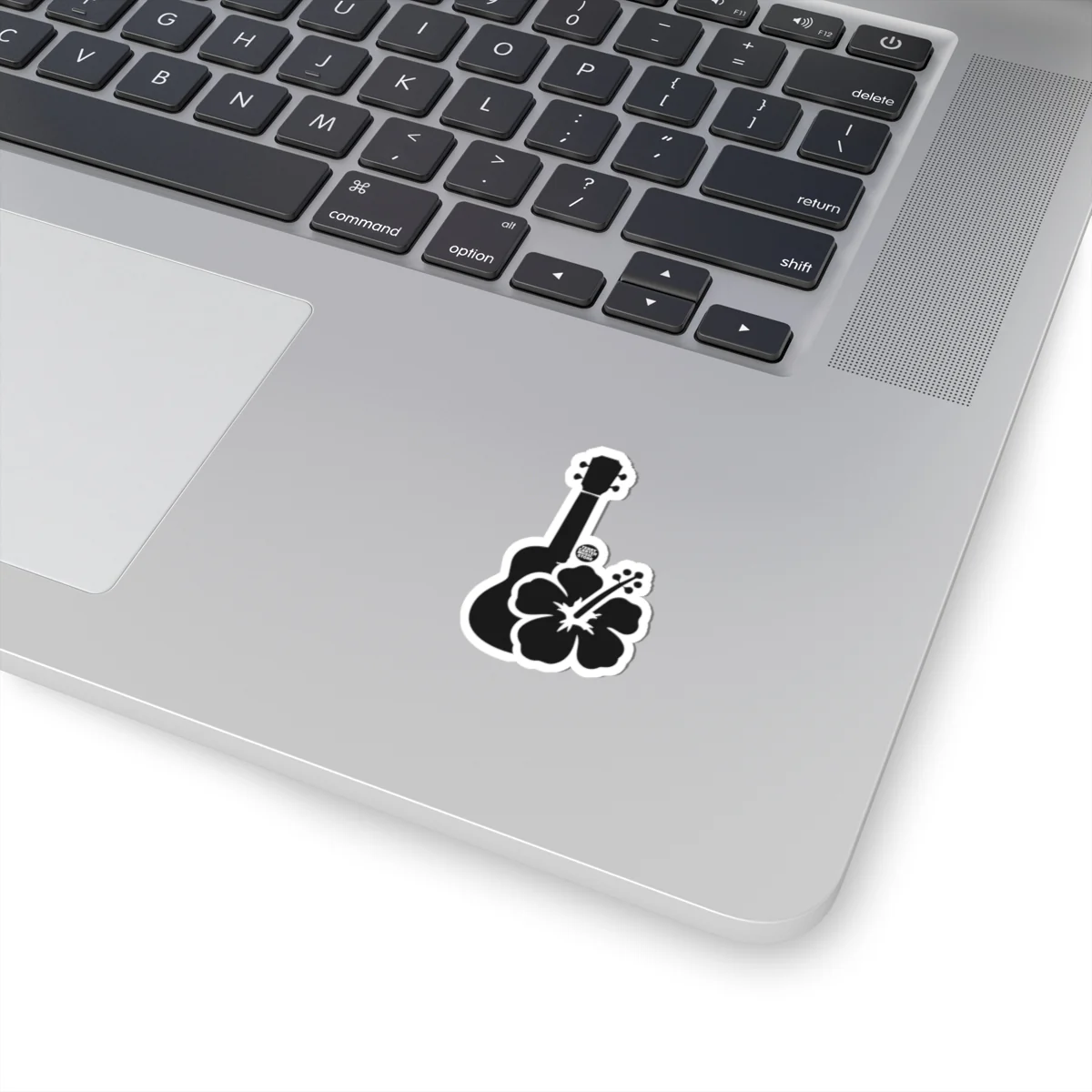 Hawaiian Ukulele Hibiscus Sticker - Black Kiss-Cut Decal - Image 9