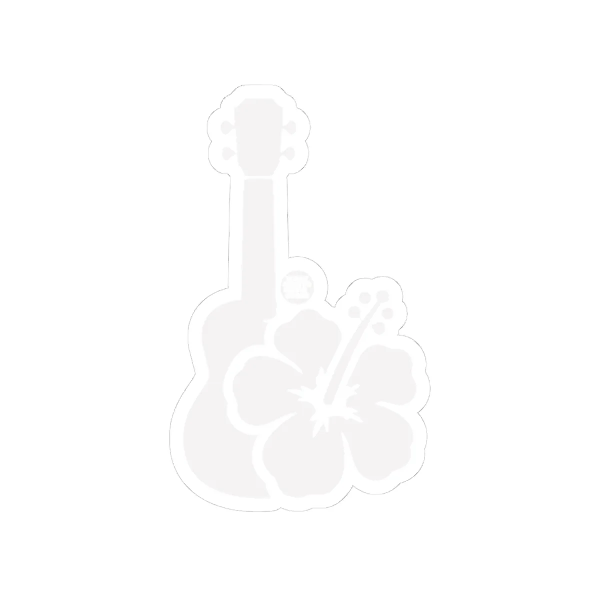 Hawaiian Ukulele Hibiscus Sticker - White Kiss-Cut Decal