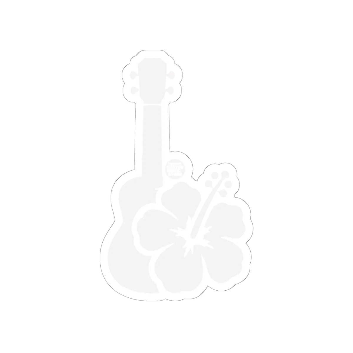 Hawaiian Ukulele Hibiscus Sticker - White Kiss-Cut Decal - Image 3