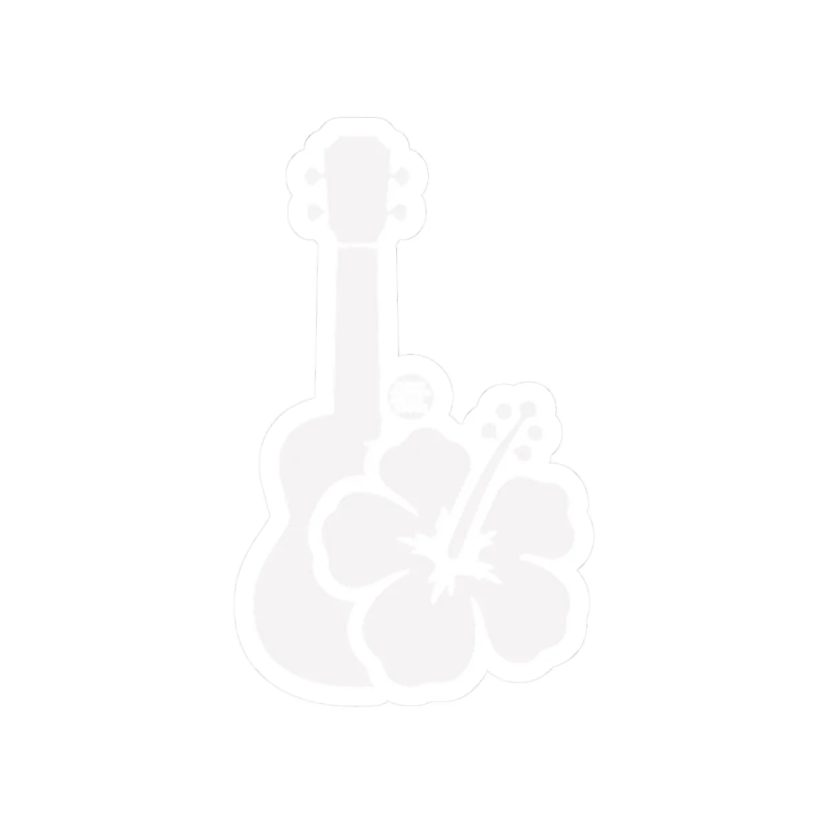 Hawaiian Ukulele Hibiscus Sticker - White Kiss-Cut Decal - Image 4