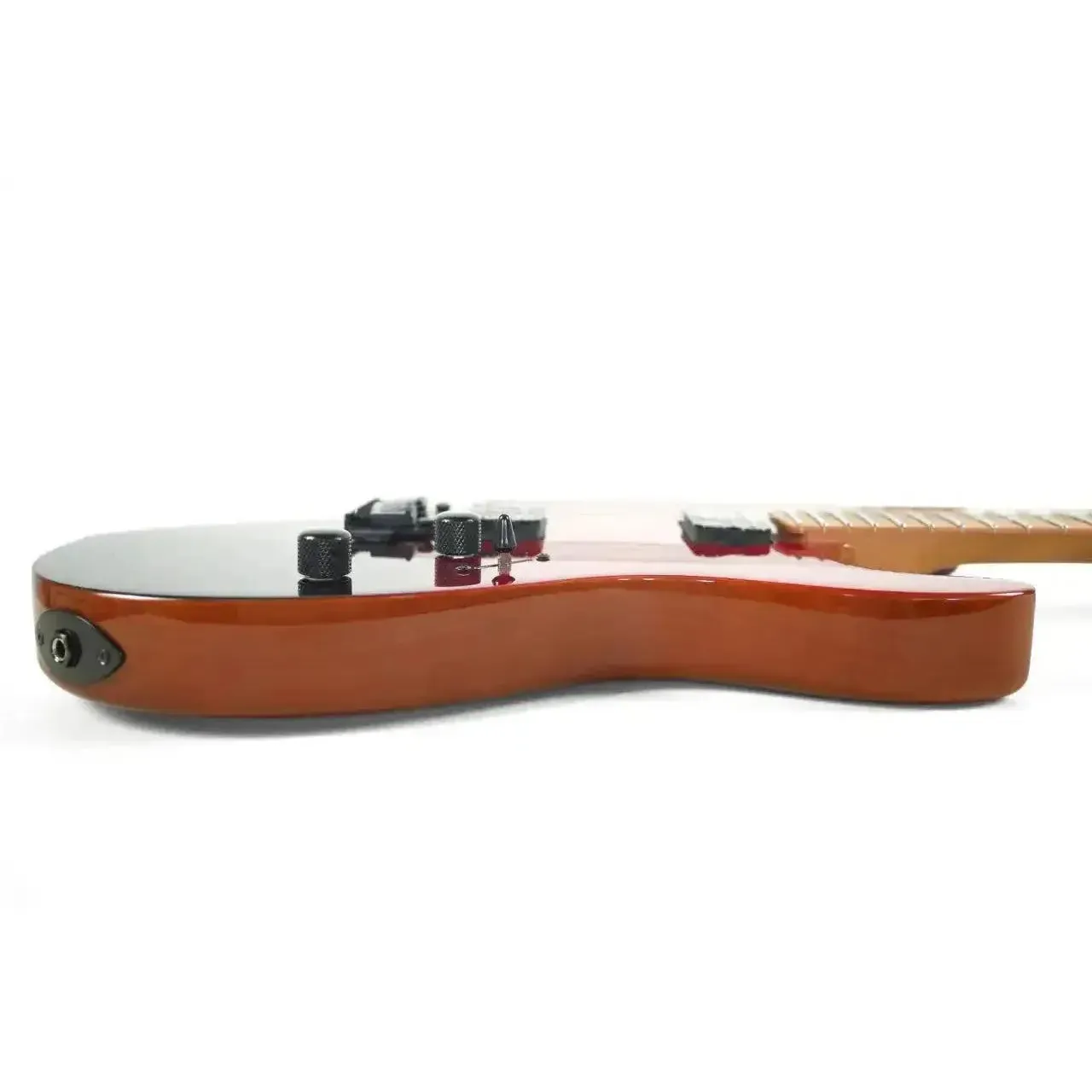 Jet JS-1000 Vulcano Flamed Transparent Red Stratocaster Electric Guitar - Image 3