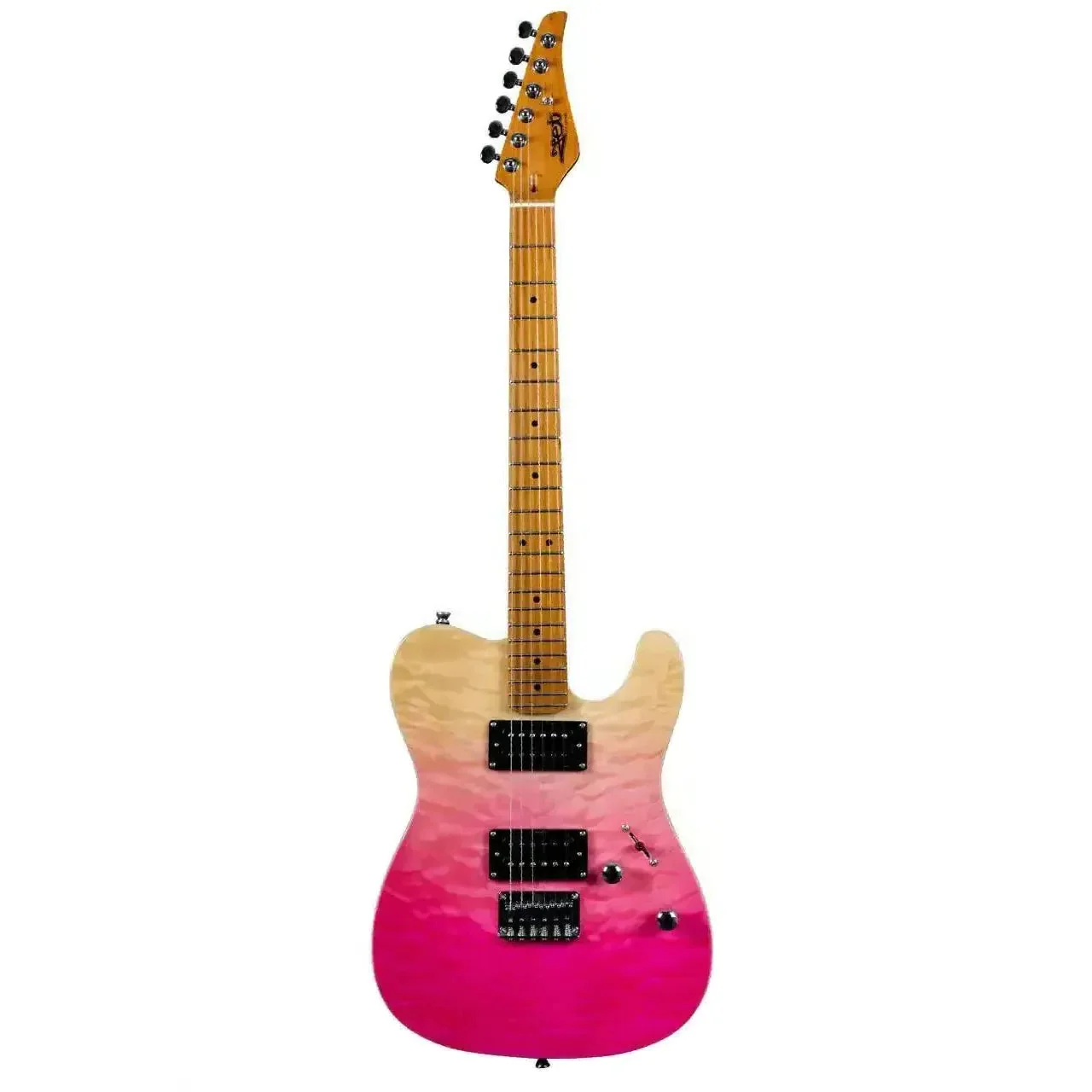 Jet JT-450 QTPK Quilted Transparent Pink Solid Body Telecaster Electric Guitar - Image 3