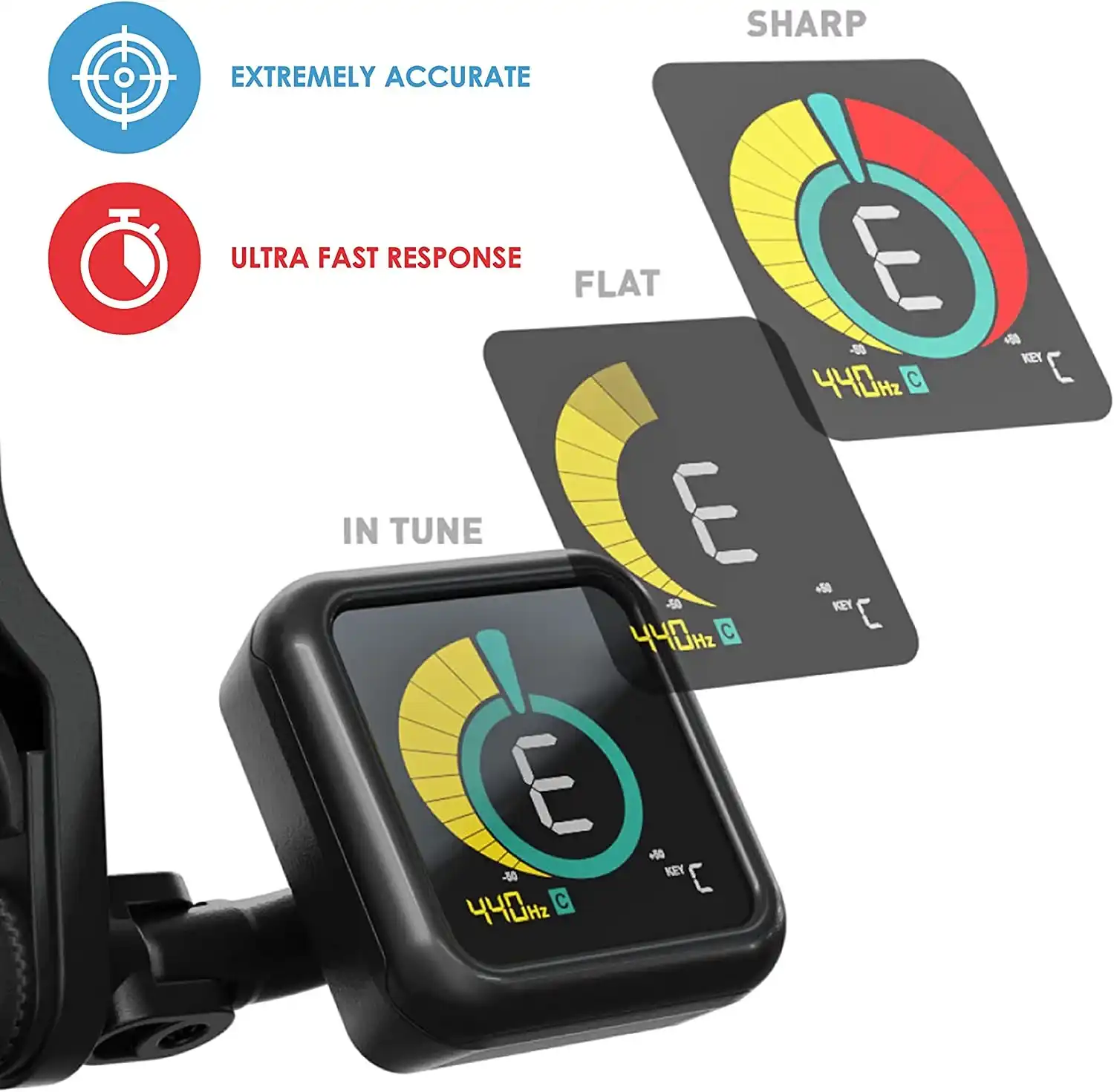 KLIQ UberTuner - Professional Clip-On Tuner For All Instruments - BLACK - Image 2