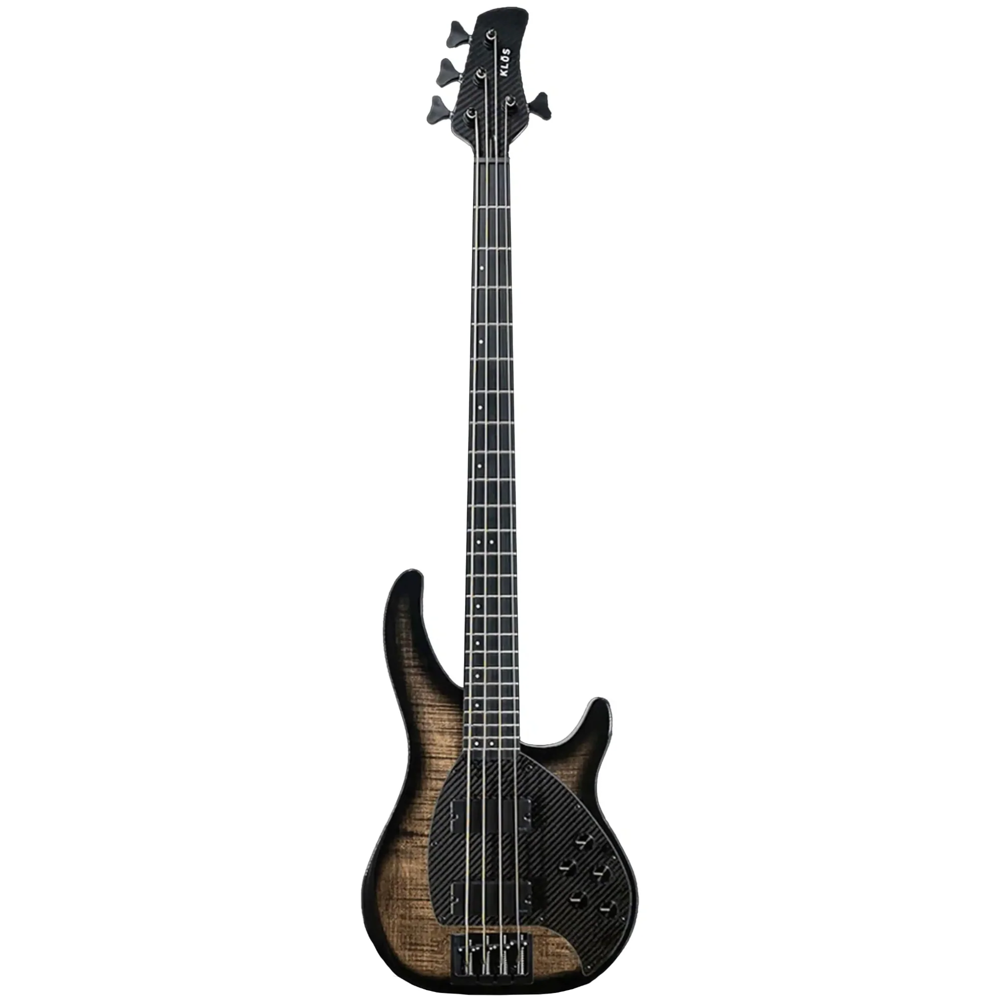 Klōs Apollo IV Custom Electric Jazz Bass with Active-Passive Pickup - Black - Image 2