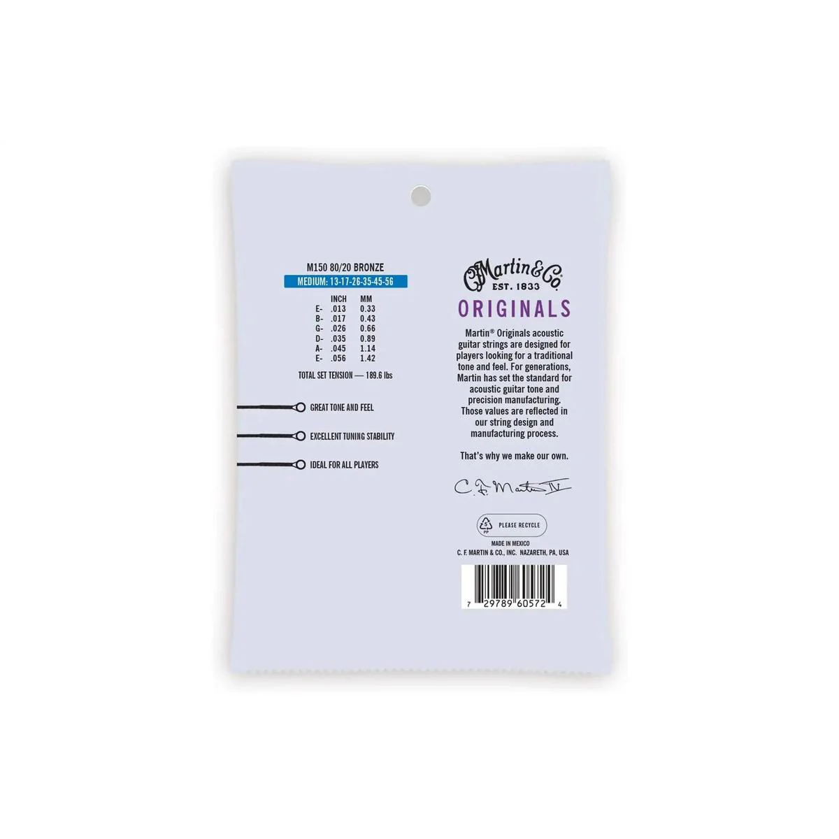 Martin M150 Acoustic 80/20 Bronze Guitar Strings - Medium .013-.056 - Image 2