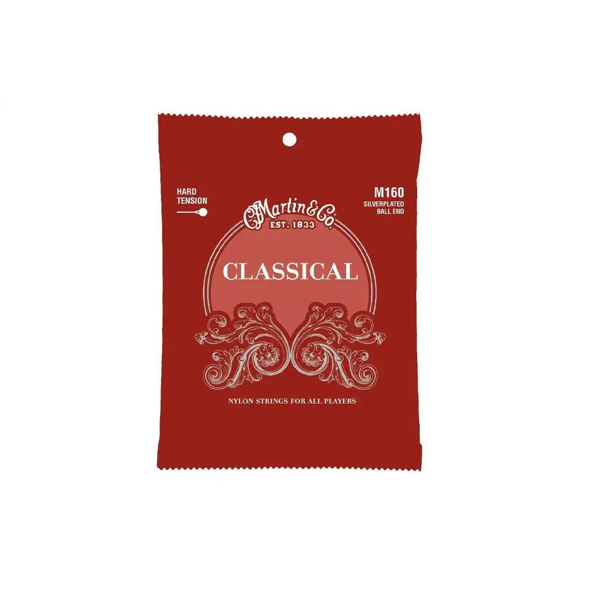 Martin M160 Classical Silver Plated Ball-End Guitar Strings - .028-.043 Hard Tension