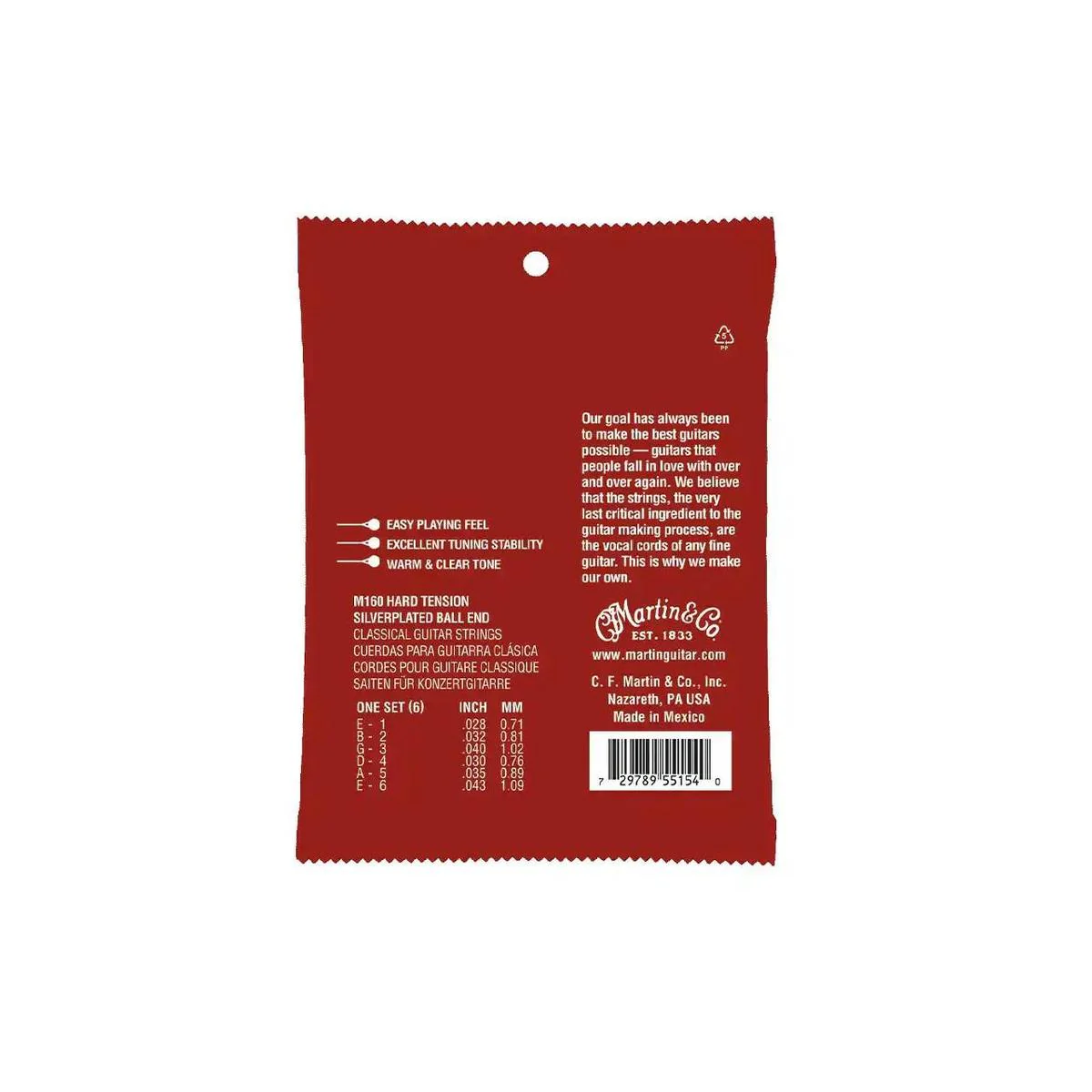 Martin M160 Classical Silver Plated Ball-End Guitar Strings - .028-.043 Hard Tension - Image 2