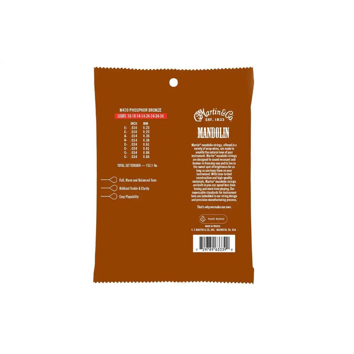 Martin M470 Phosphor Bronze Mandolin Strings - .010-.034 Light - Image 2