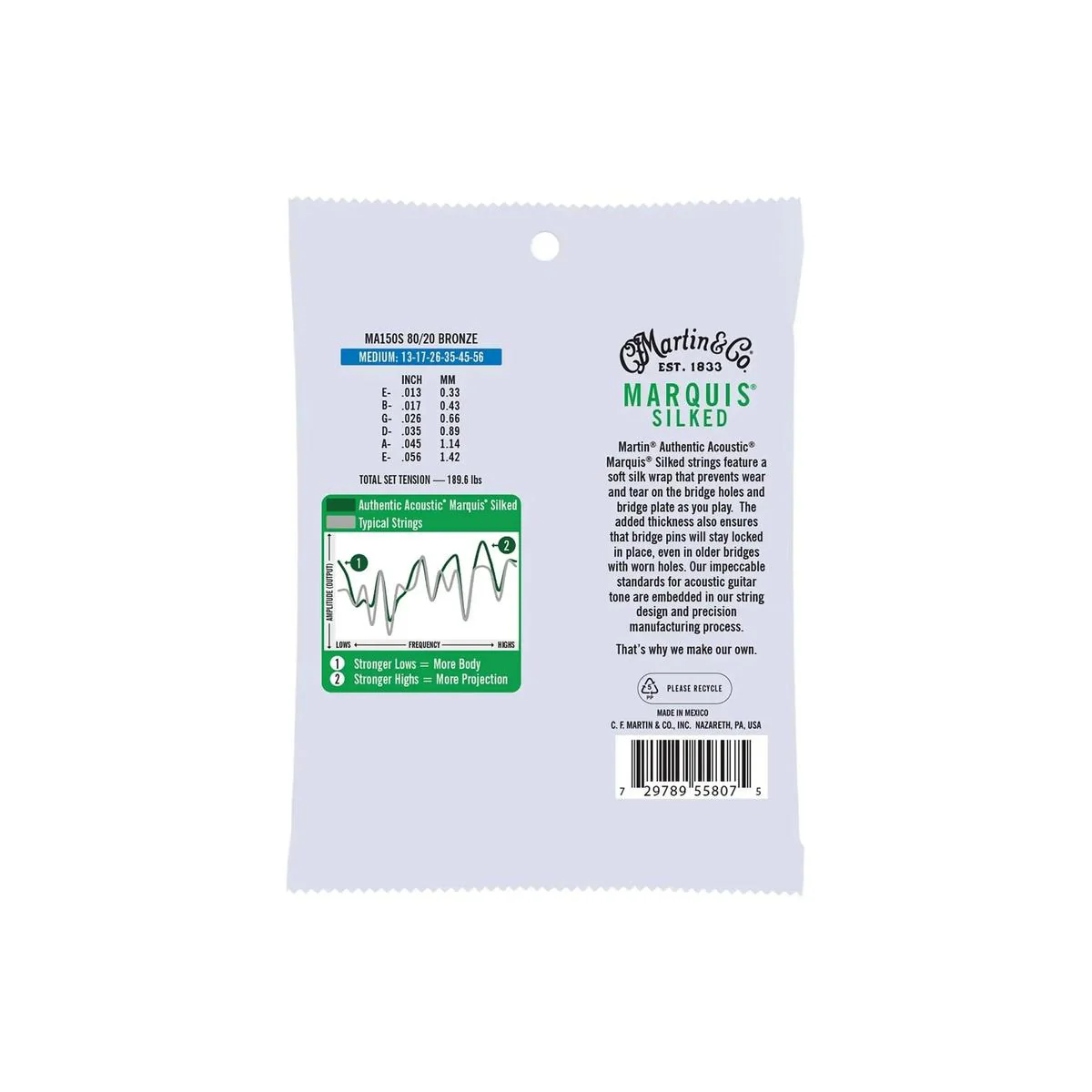 Martin MA150S Authentic 80/20 Bronze Marquis Silked Acoustic Guitar Strings - Medium .013-.056 - Image 2