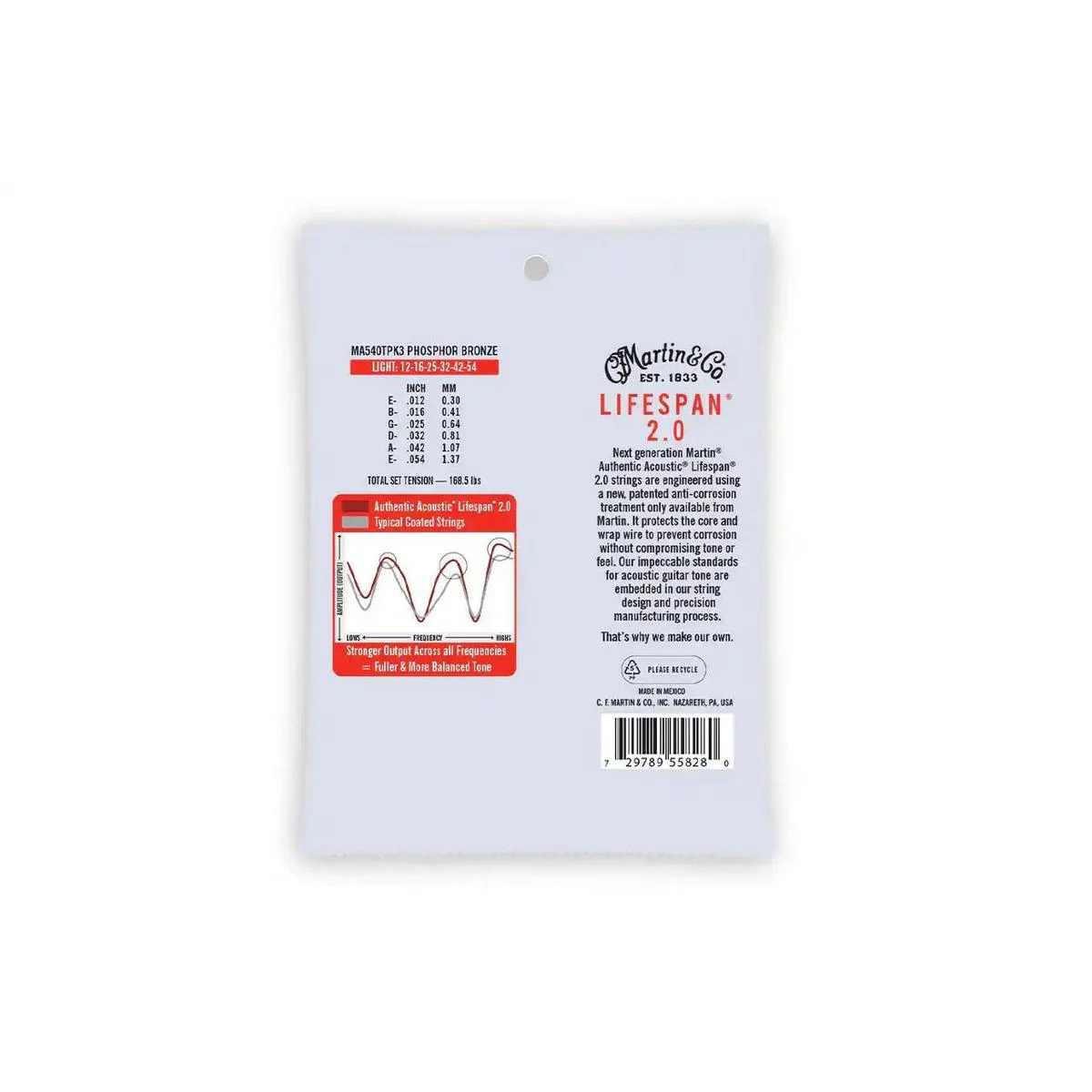 Martin MA540TPK3 3-Pack Acoustic Phosphor Bronze Guitar Strings - Light .012-.054 - Image 2