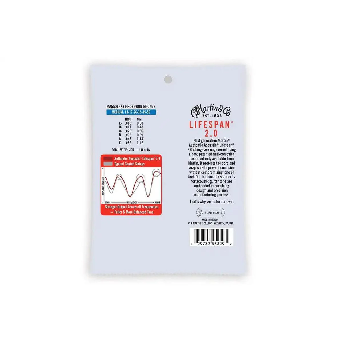 Martin MA550TPK3 3-Pack Acoustic Phosphor Bronze Guitar Strings - Medium .013-.056 - Image 2