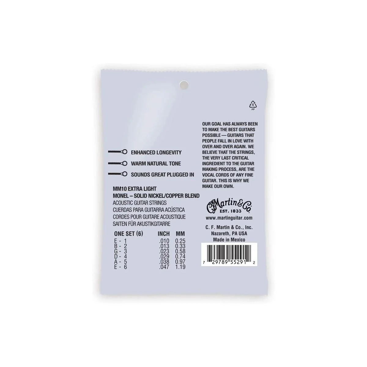 Martin MM10 Retro Acoustic Monel Guitar Strings - Extra Light .010-.047 - Image 2