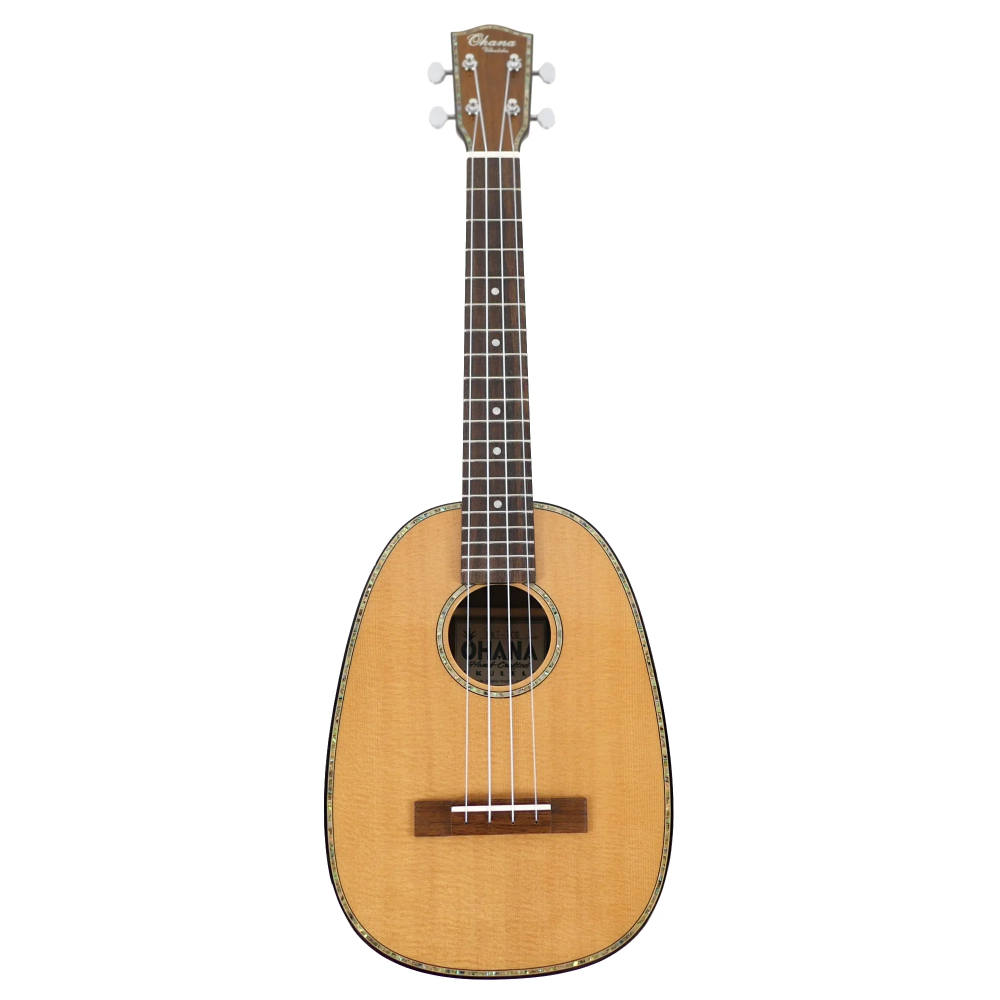 Ohana PKT-70G Solid Spruce & Mahogany Pineapple Tenor Ukulele - Image 4