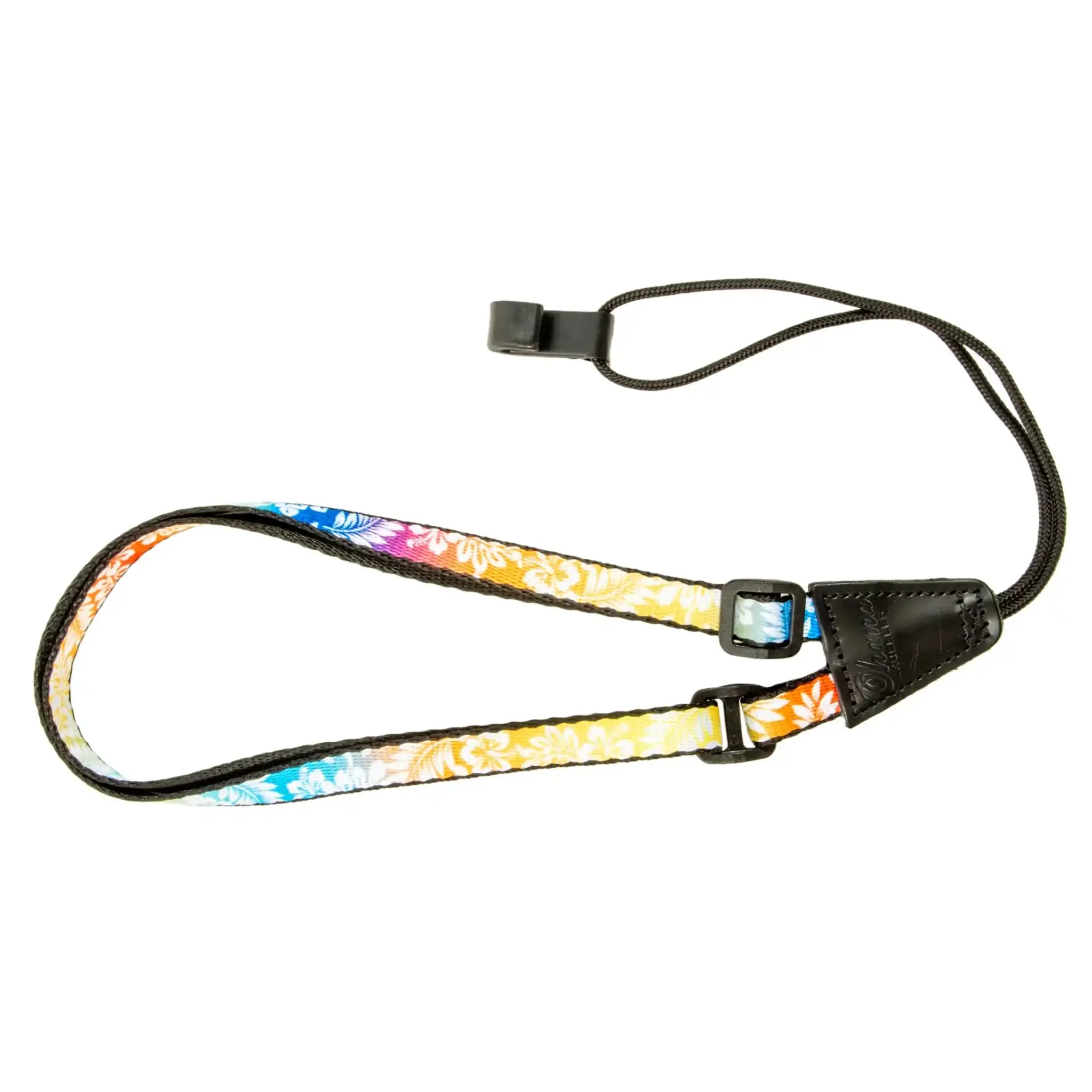 Ohana USS-04 Ukulele Sound Hole Strap RAINBOW FLORAL NO DRILLING REQUIRED