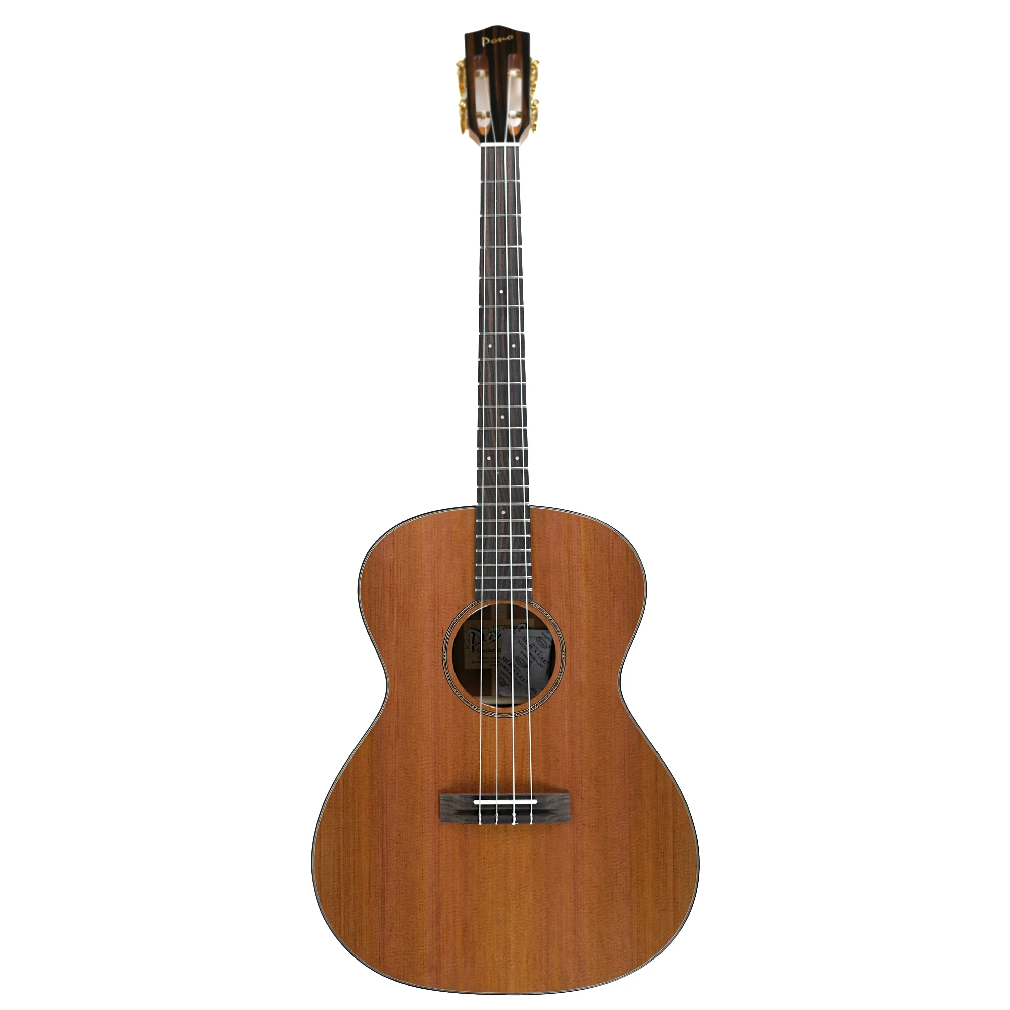 Pono BN4-2 Solid Cedar & Mahogany Nui Baritone Ukulele - Lattice Bracing - Image 3