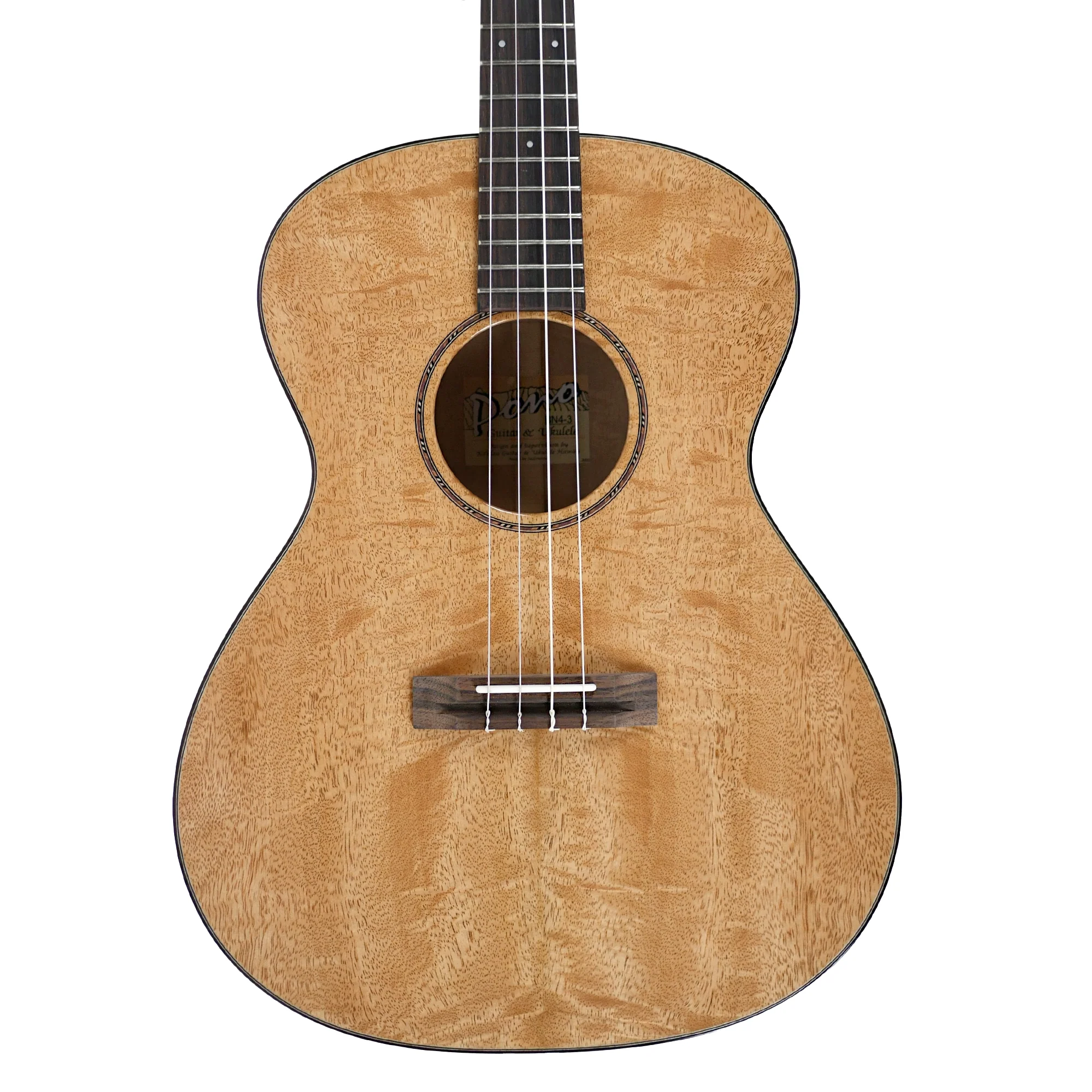 Pono BN4-3 Solid Mango Nui Baritone Ukulele - Lattice Bacing