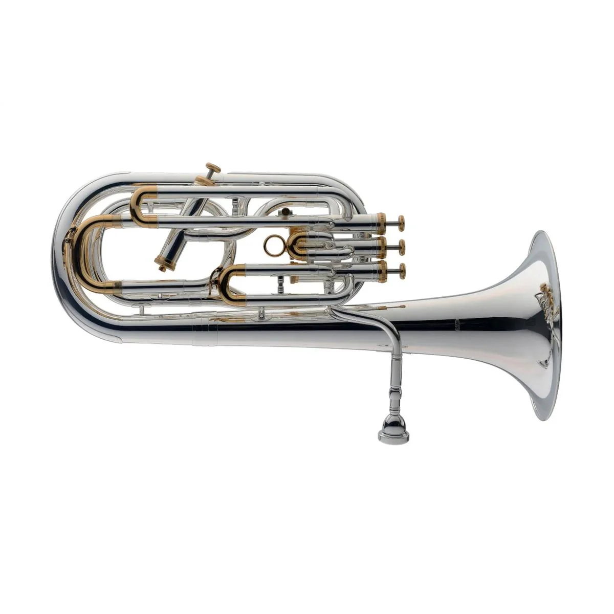 Stagg Professional Bb Baritone Horn, 4 Monel Pistons (3+1), Gold Trim Kit