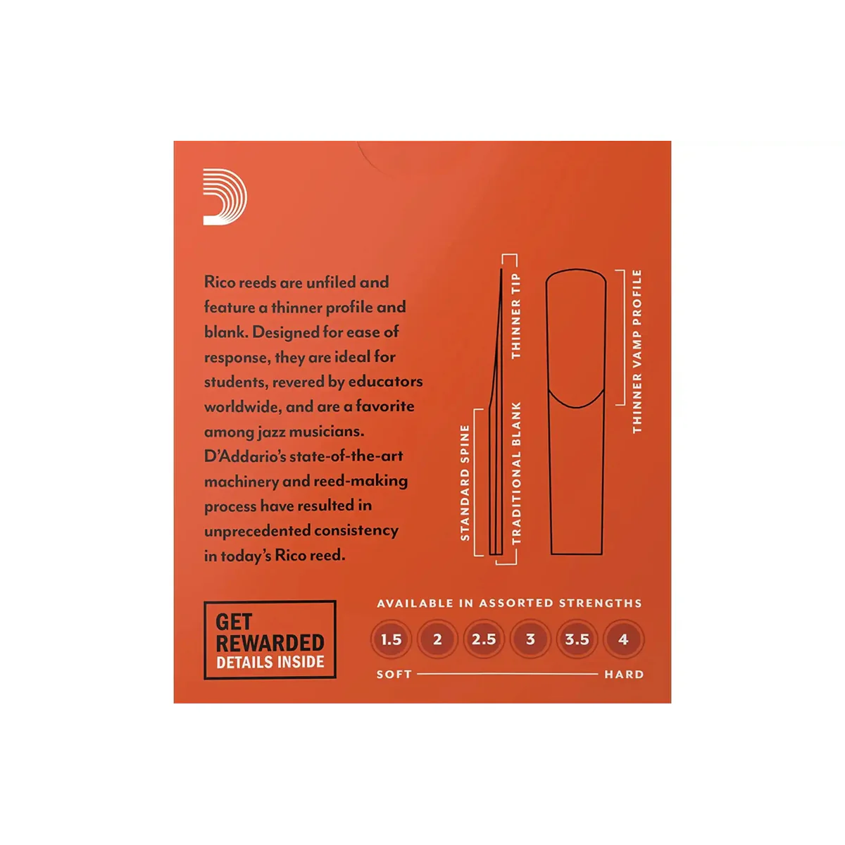 Rico by D'Addario Bb Clarinet Reeds Strength 2.0 - 10 Pack - Image 2