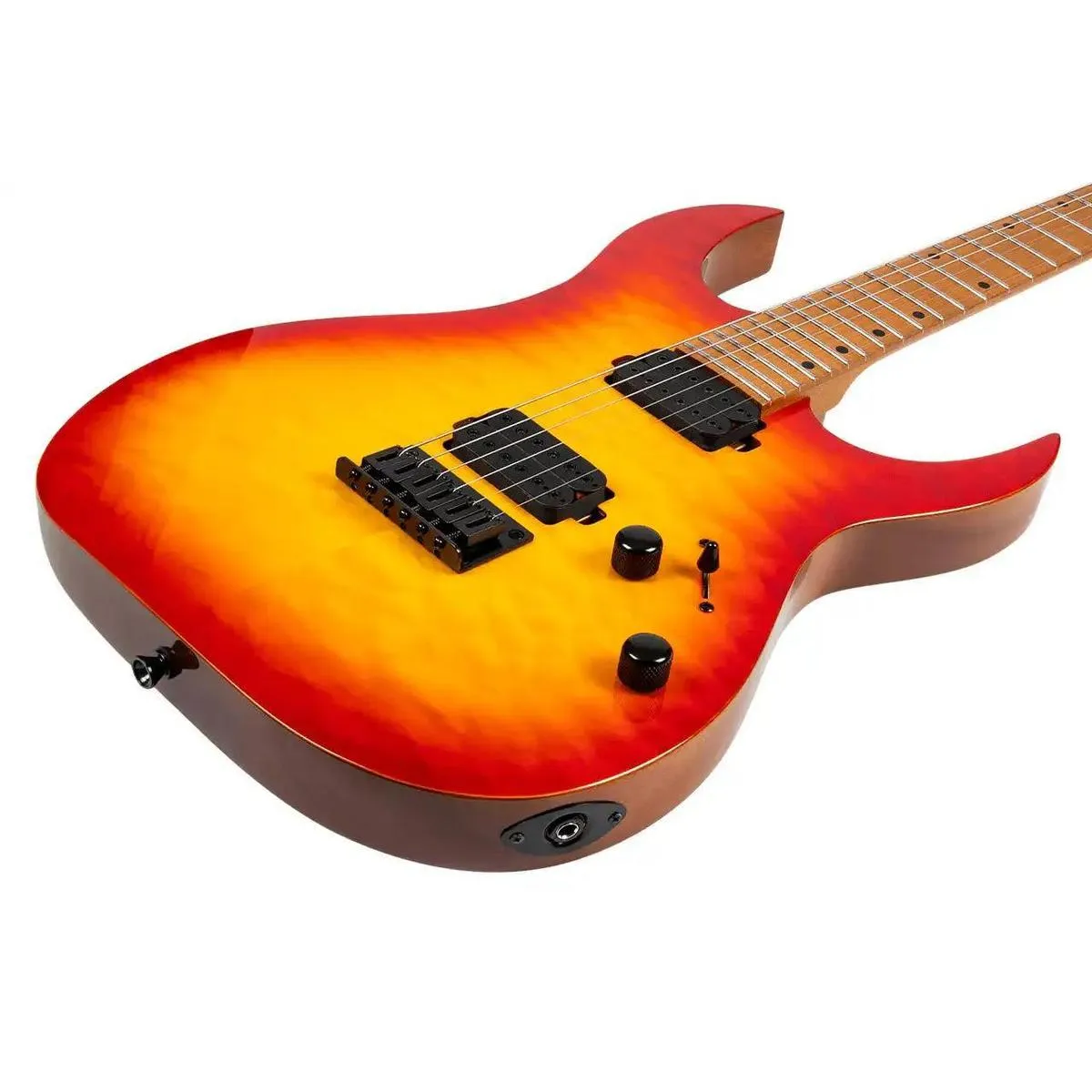 Spira S-500 QFB Fireburst Solid Body Stratocaster Electric Guitar - Image 3