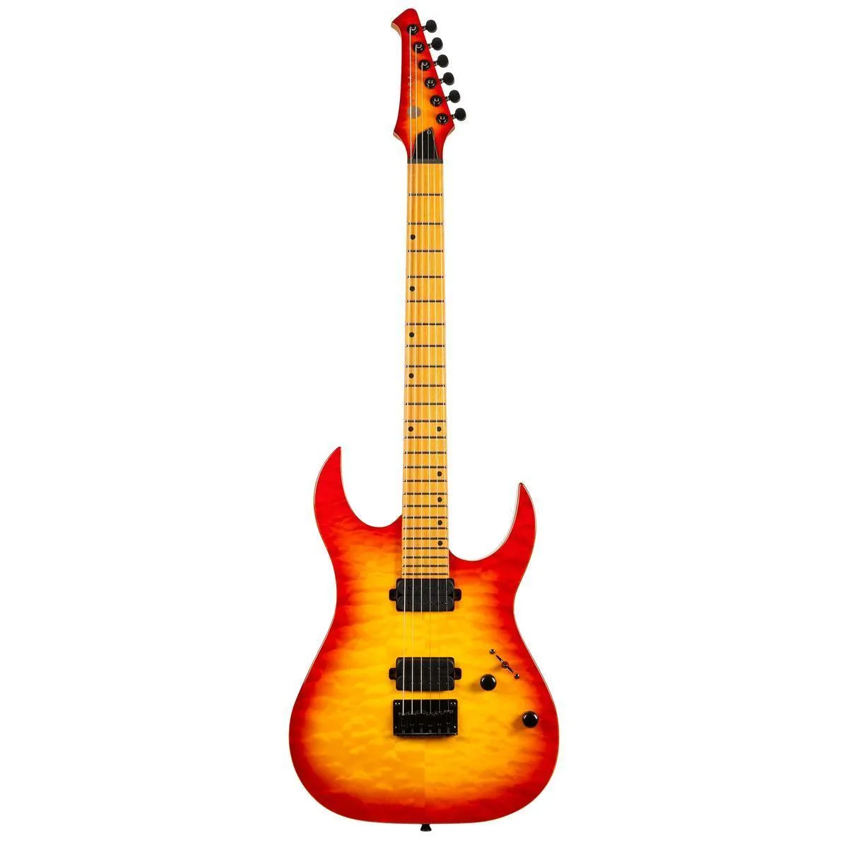 Spira S-500 QFB Fireburst Solid Body Stratocaster Electric Guitar - Image 4