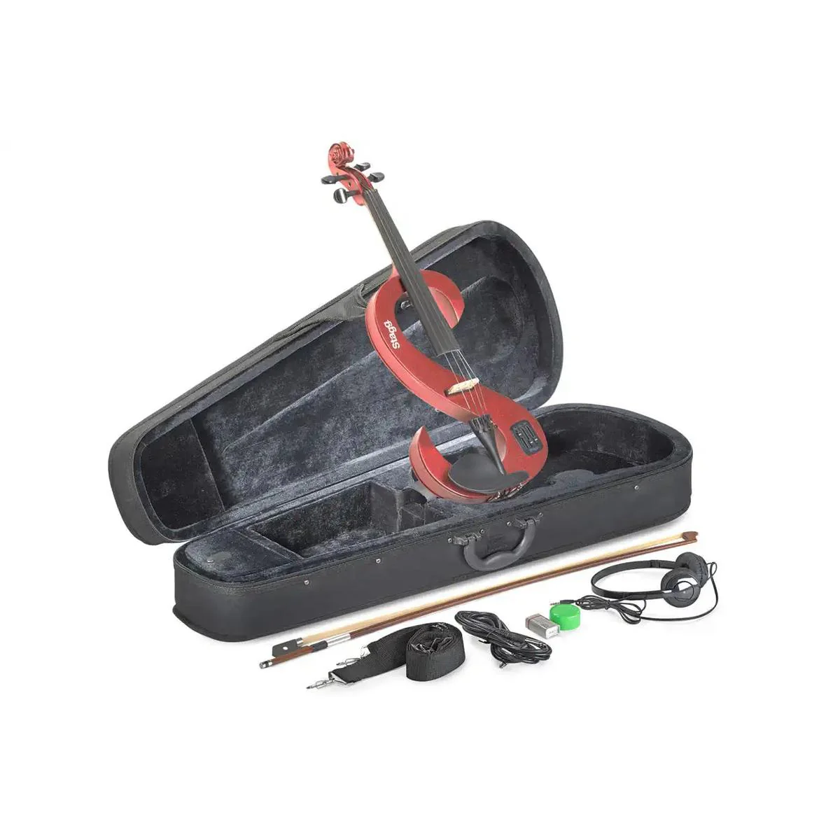 Stagg EVN-4/4-MRD Metallic Red 4/4 S-Shaped Electric Violin Set - Image 2