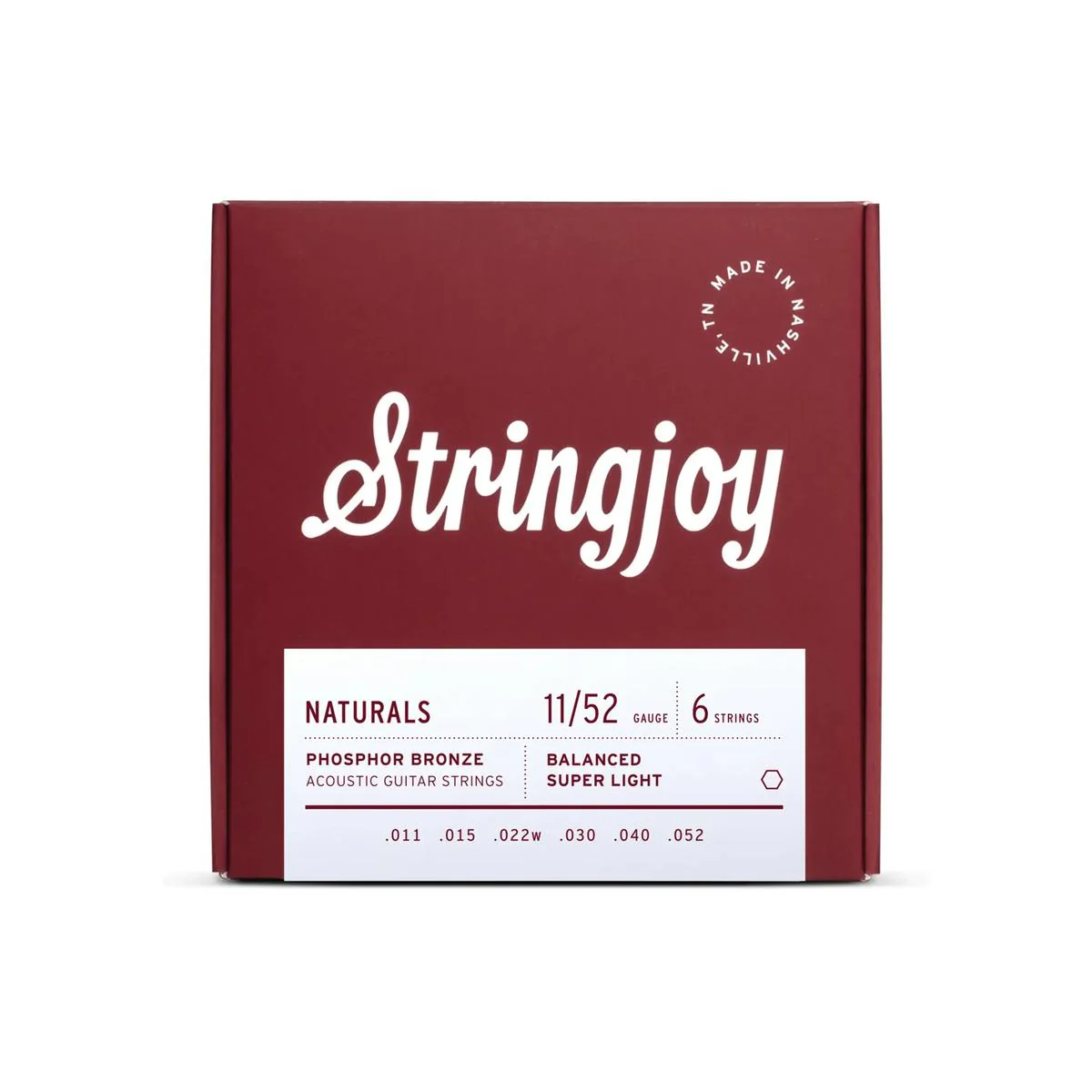 Stringjoy Naturals SJ-NB1152 Phosphor Bronze Acoustic Guitar Strings - Balanced Super Light .011-.052