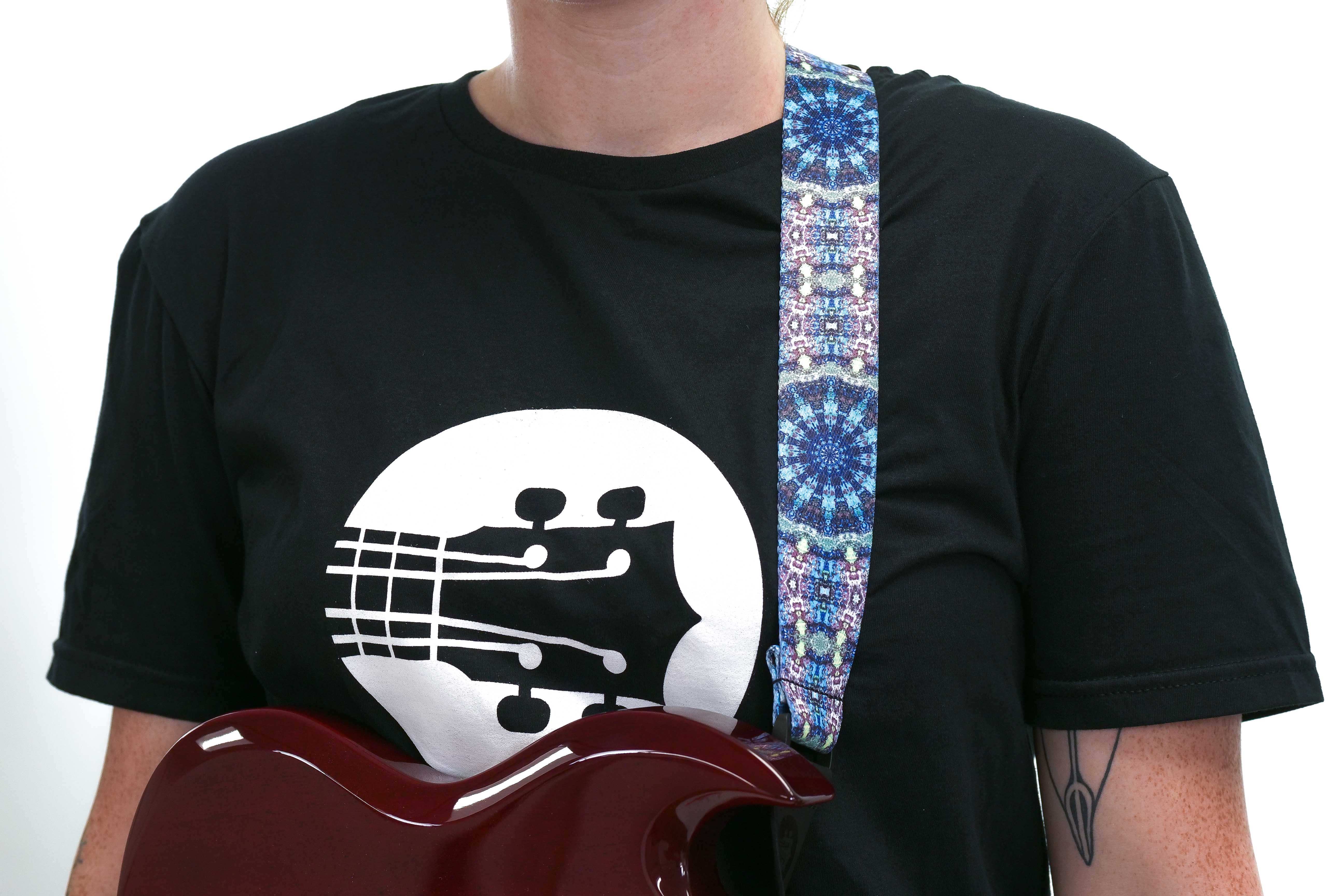 Terry Carter Music Store 1.5 Inch Poly Ukulele and Guitar Strap - Blue Kaleidoscope - Image 6
