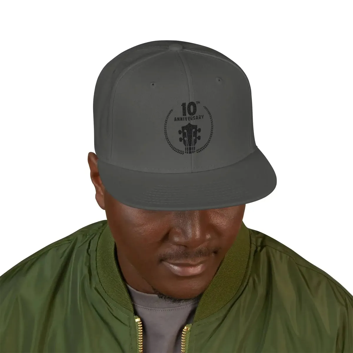 Uke Like The Pros 10th Anniversary Embroidered Snapback Hat - Black Logo - Image 14