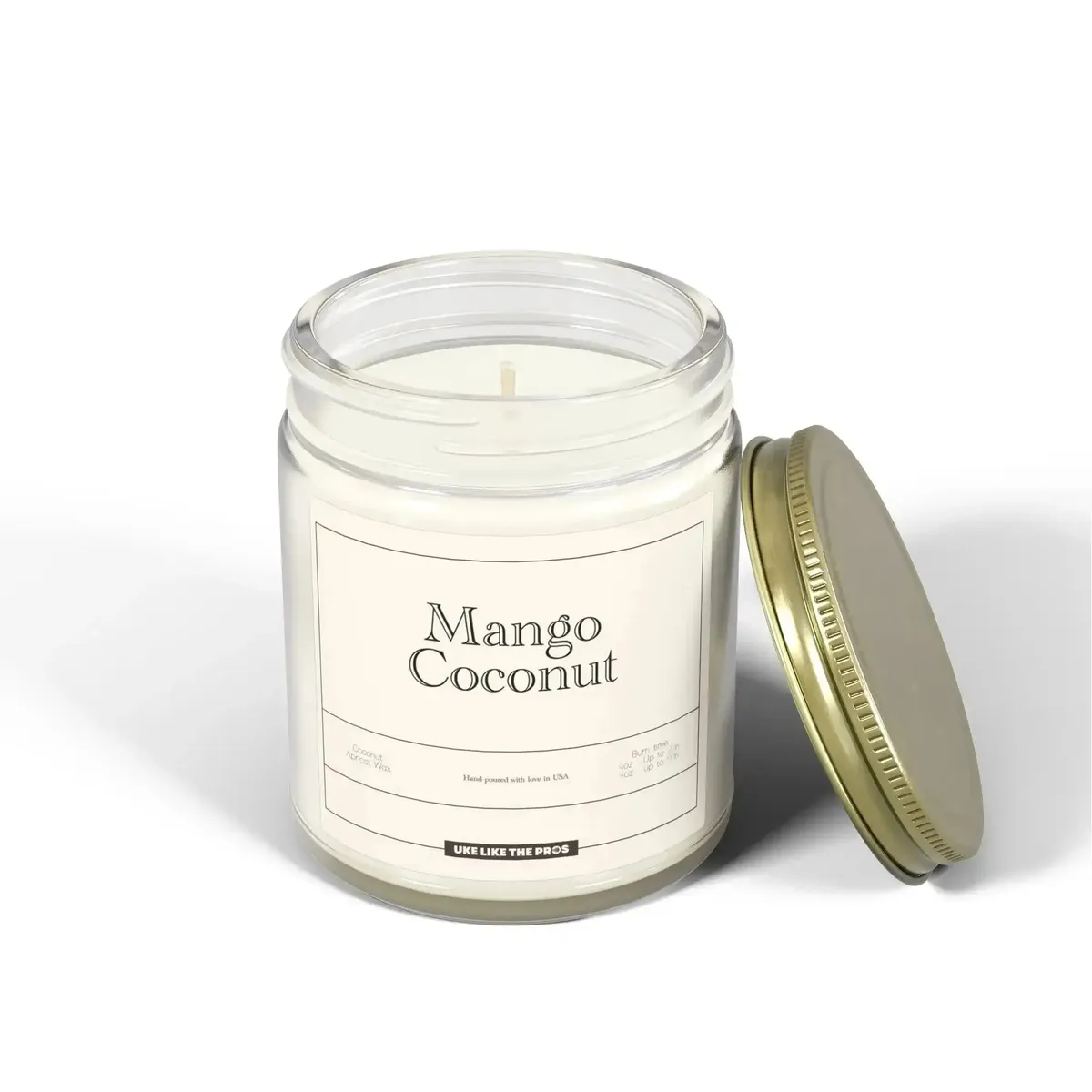Uke Like The Pros Coconut & Apricot Wax Scented Candle - Mango Coconut (4oz & 9oz) - Image 7