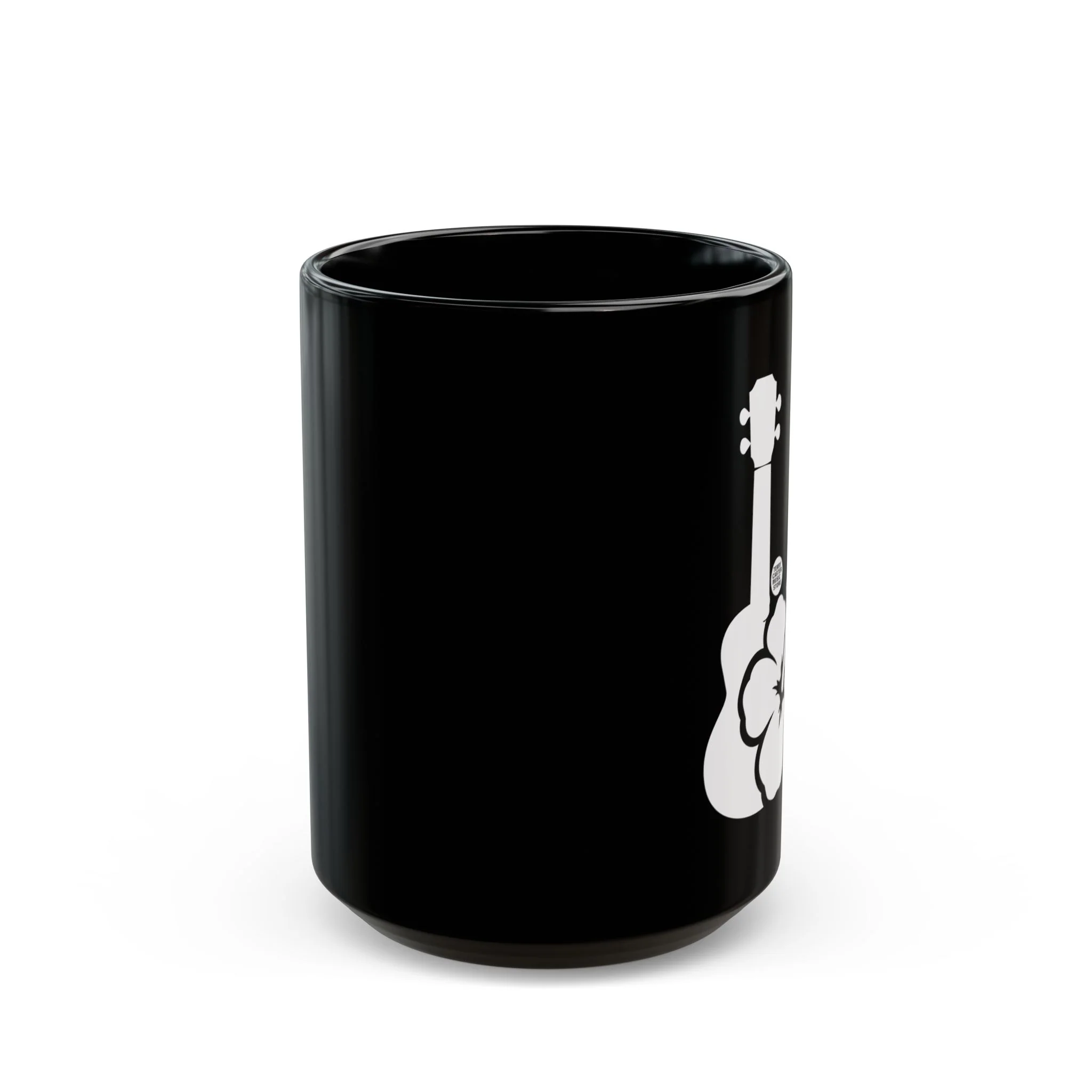 Ukulele Musician Black Ceramic Mug with Hibiscus - 11oz & 15oz - Image 5